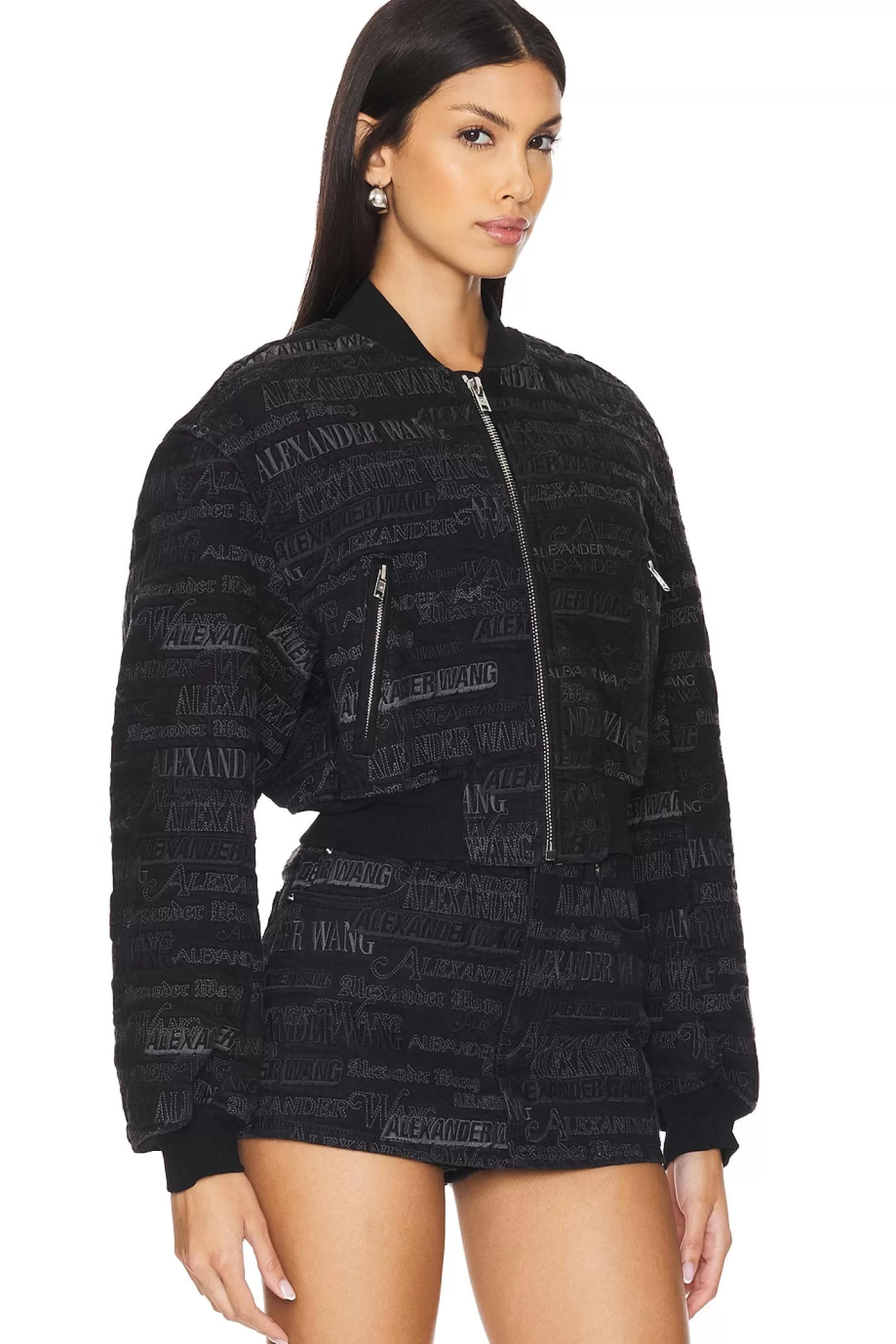 All Over Embroidery Zip Front Bomber Jacket>Alexander Wang Cheap