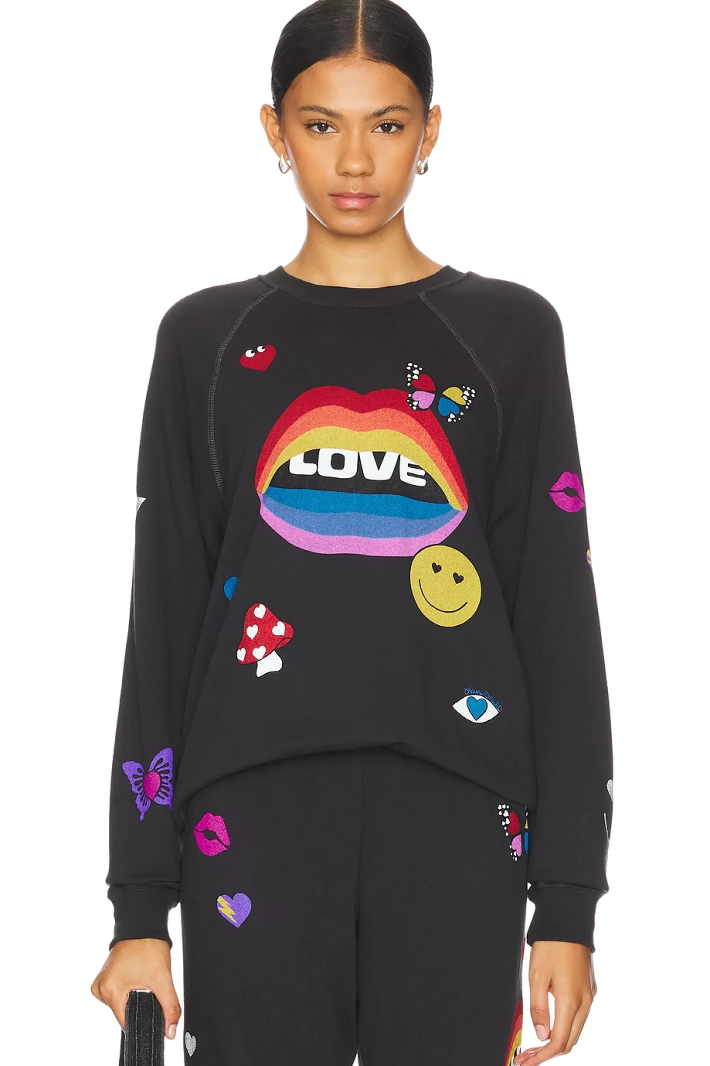 Anela Crew Neck Raglan Pullover Love Collage>Lauren Moshi Flash Sale