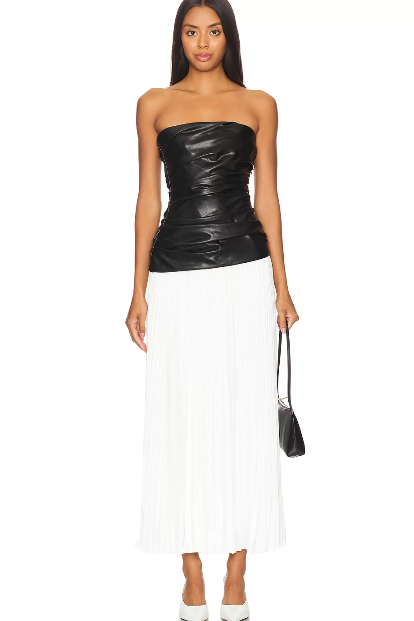 Arie Faux Leather Bustier Midi Dress>SIMKHAI Fashion