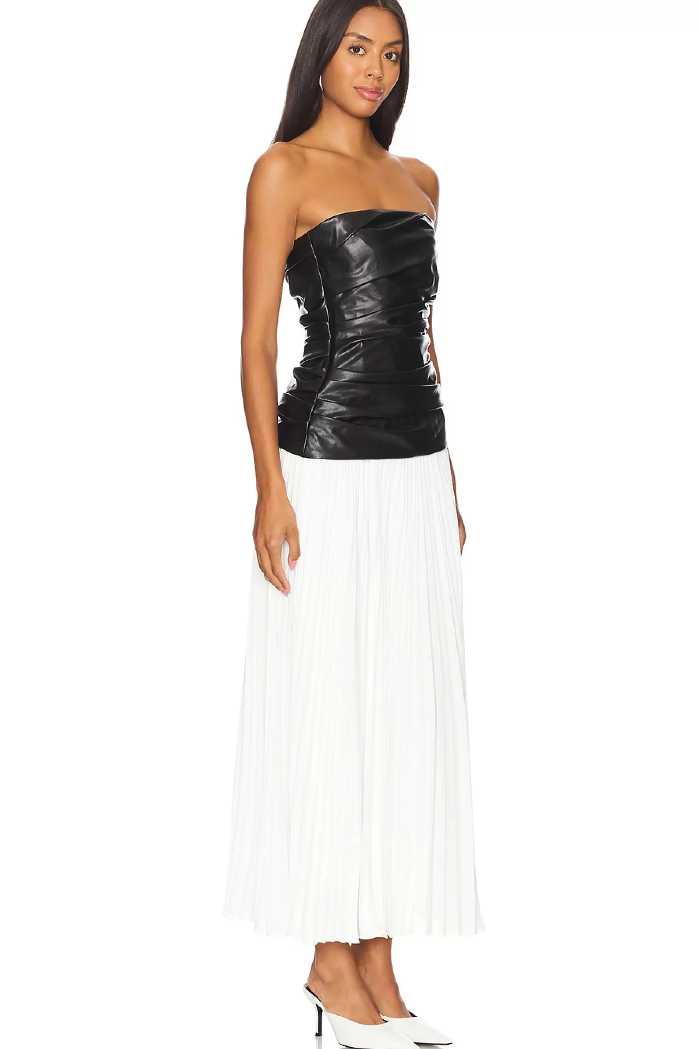 Arie Faux Leather Bustier Midi Dress>SIMKHAI Fashion