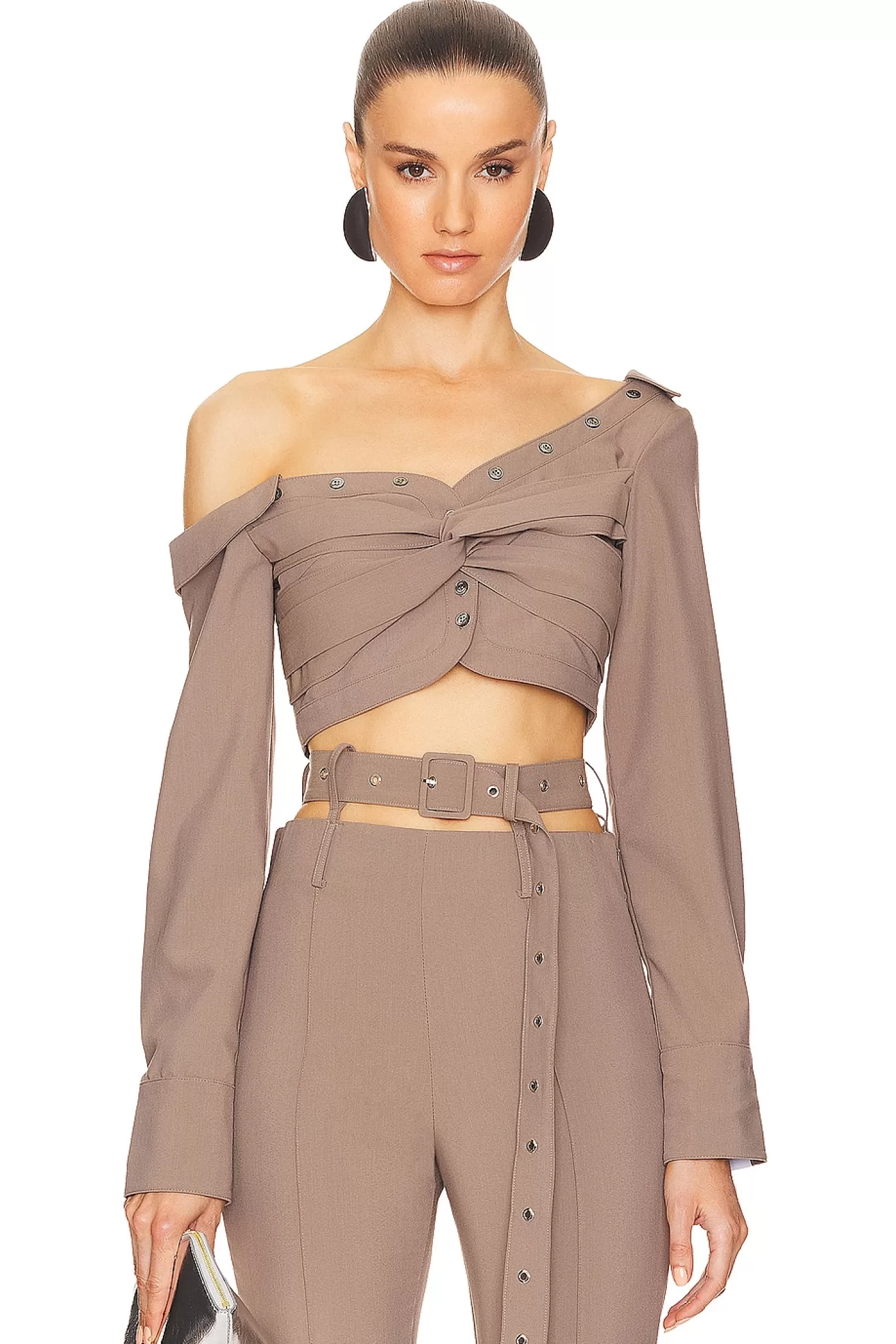 Asymmetric Twist Crop Blouse>ROKH Flash Sale