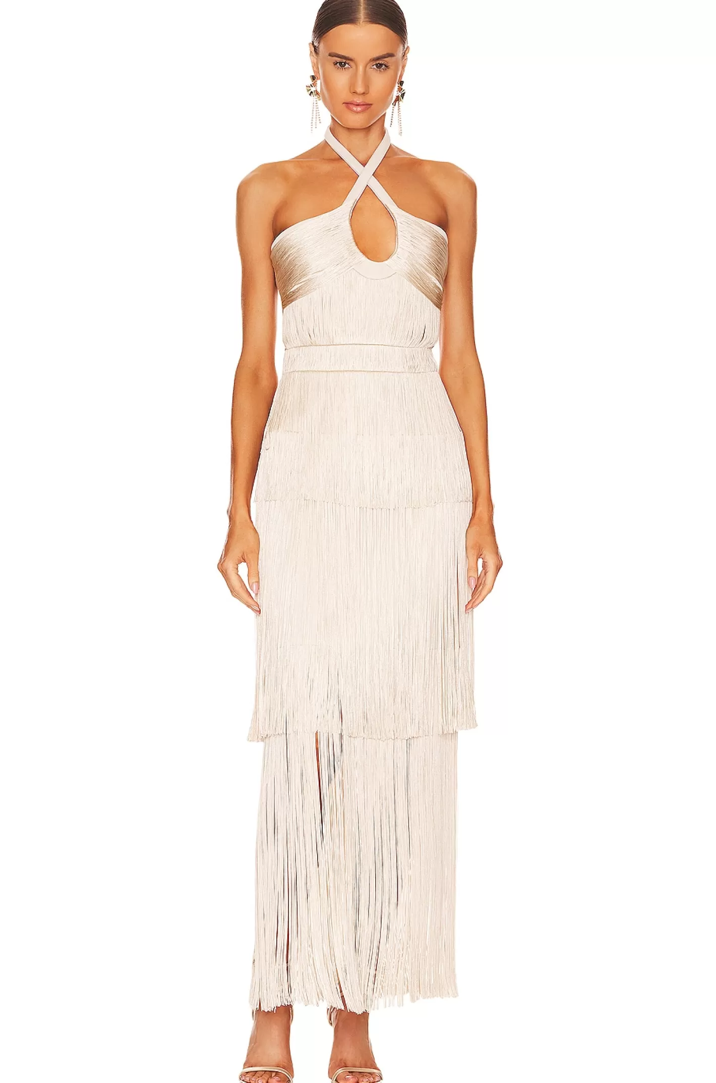 Baldwin Draped Fringe Halter Dress>SIMKHAI Discount