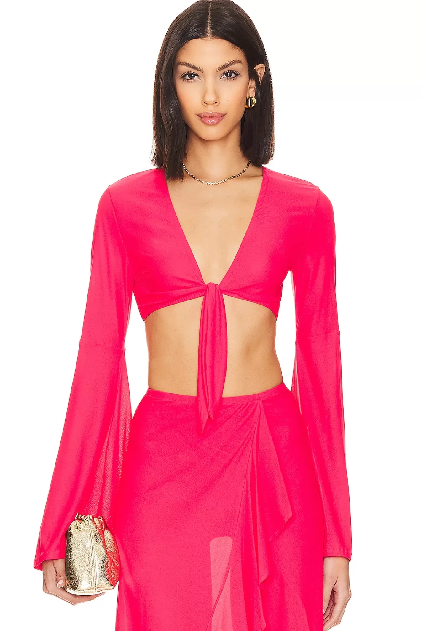 Bell Sleeve Crop Top>Luli Fama Fashion