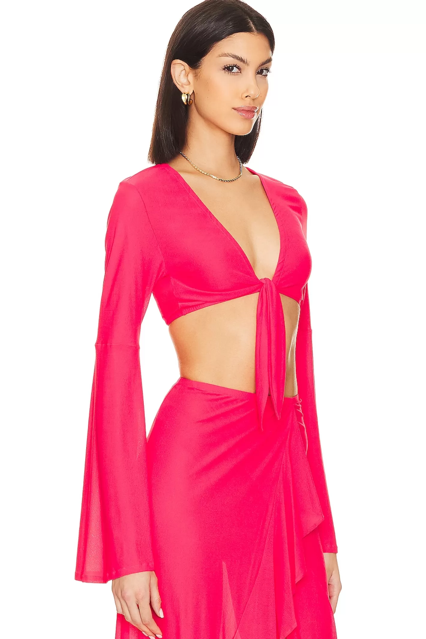 Bell Sleeve Crop Top>Luli Fama Fashion