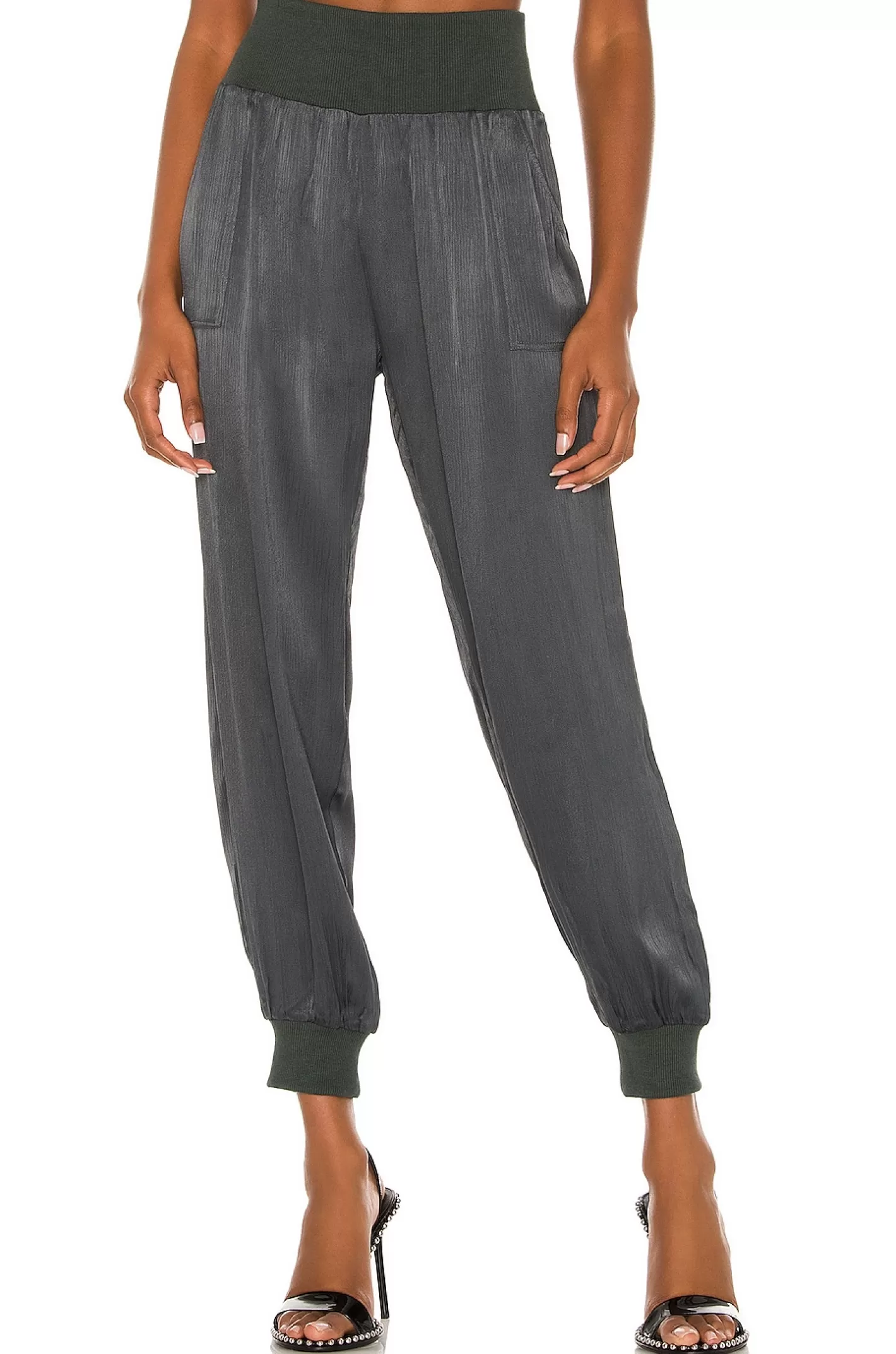 BLACK Sleek Textured Pant>Bobi Fashion