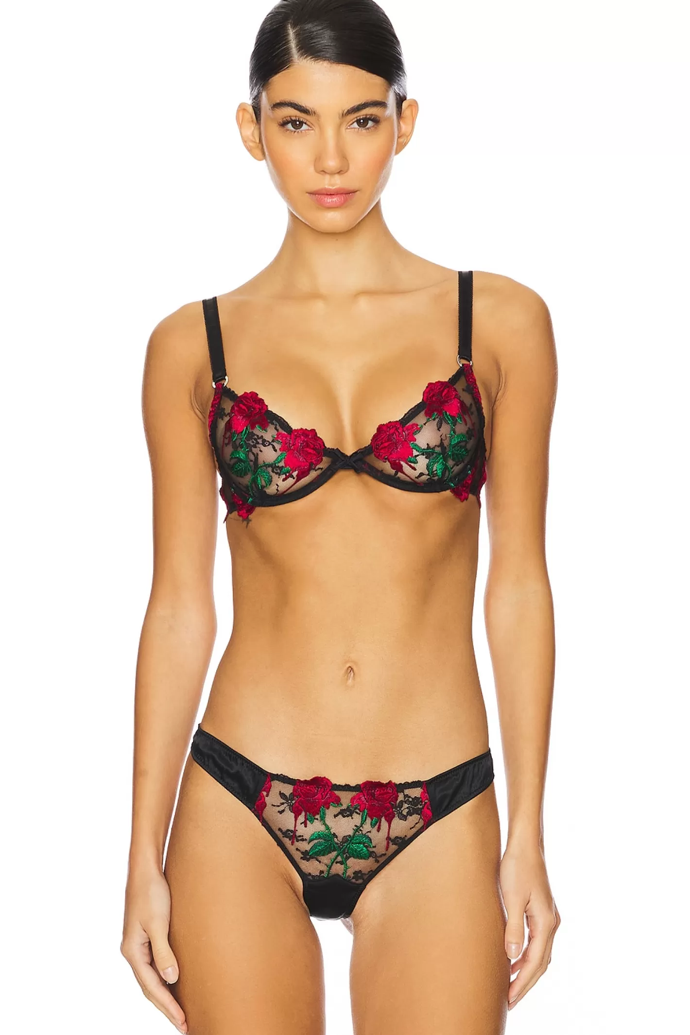 Bleeding Rose Embroidery Demi Bra>fleur du mal Cheap