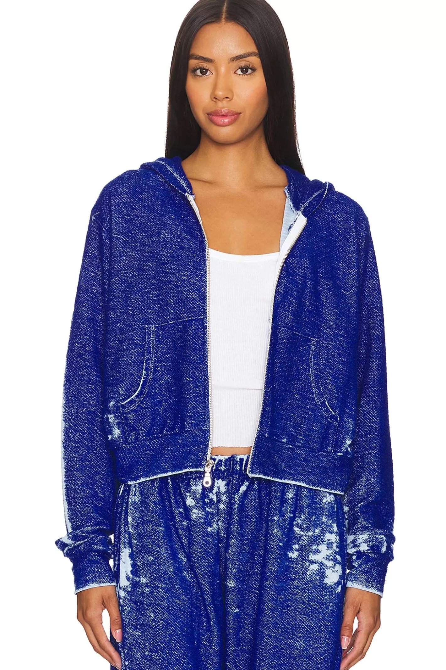 Bowman Burnout Loop Terry Crop Zip Up Jacket>Michael Lauren Cheap