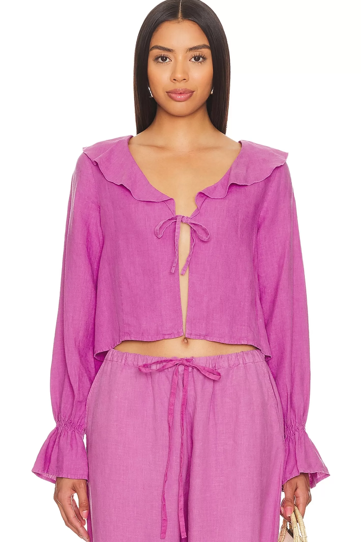 Camila Ruffle Tie Front Top>Nation LTD Clearance