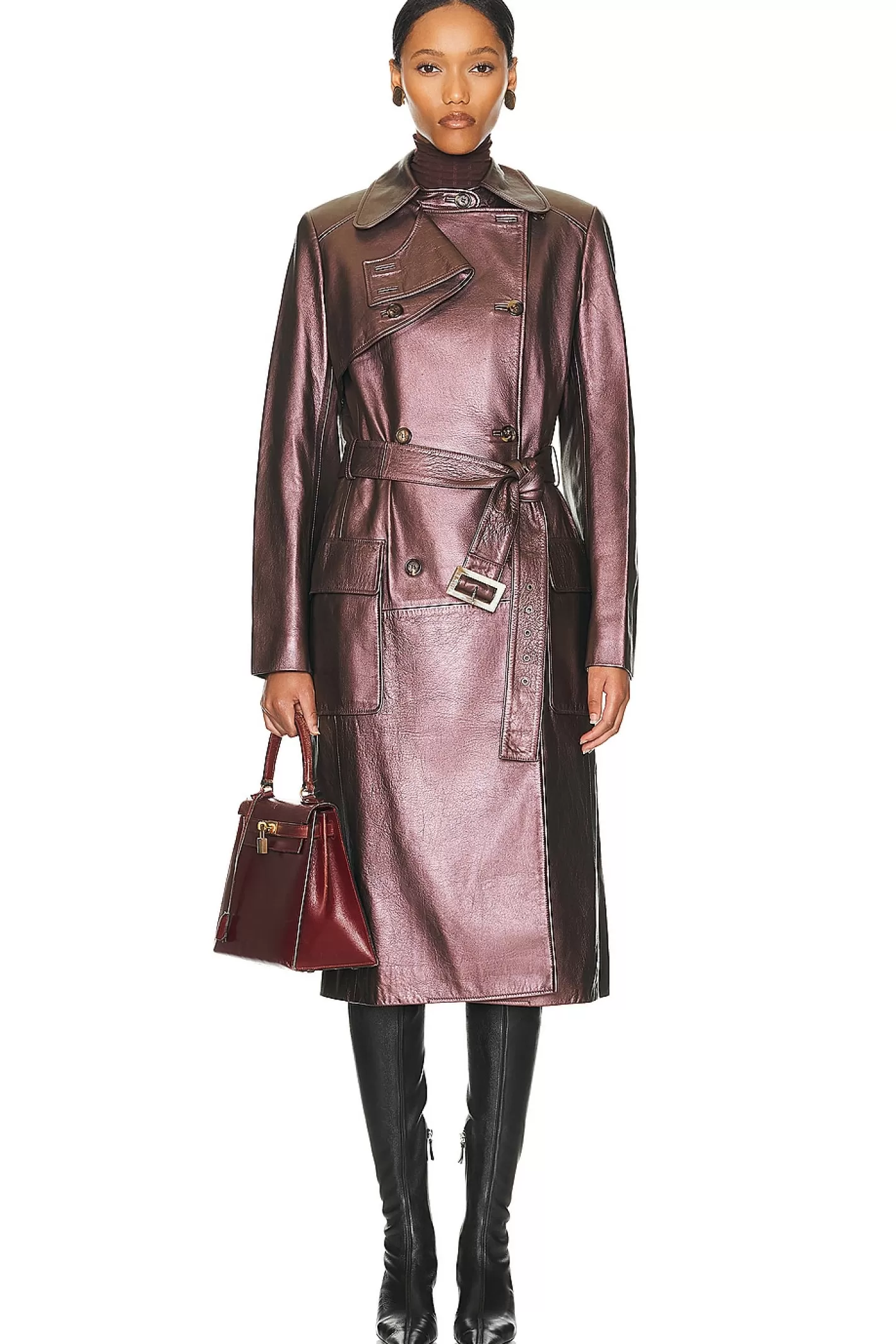 Celine Leather Trench Coat>FWRD Renew Outlet