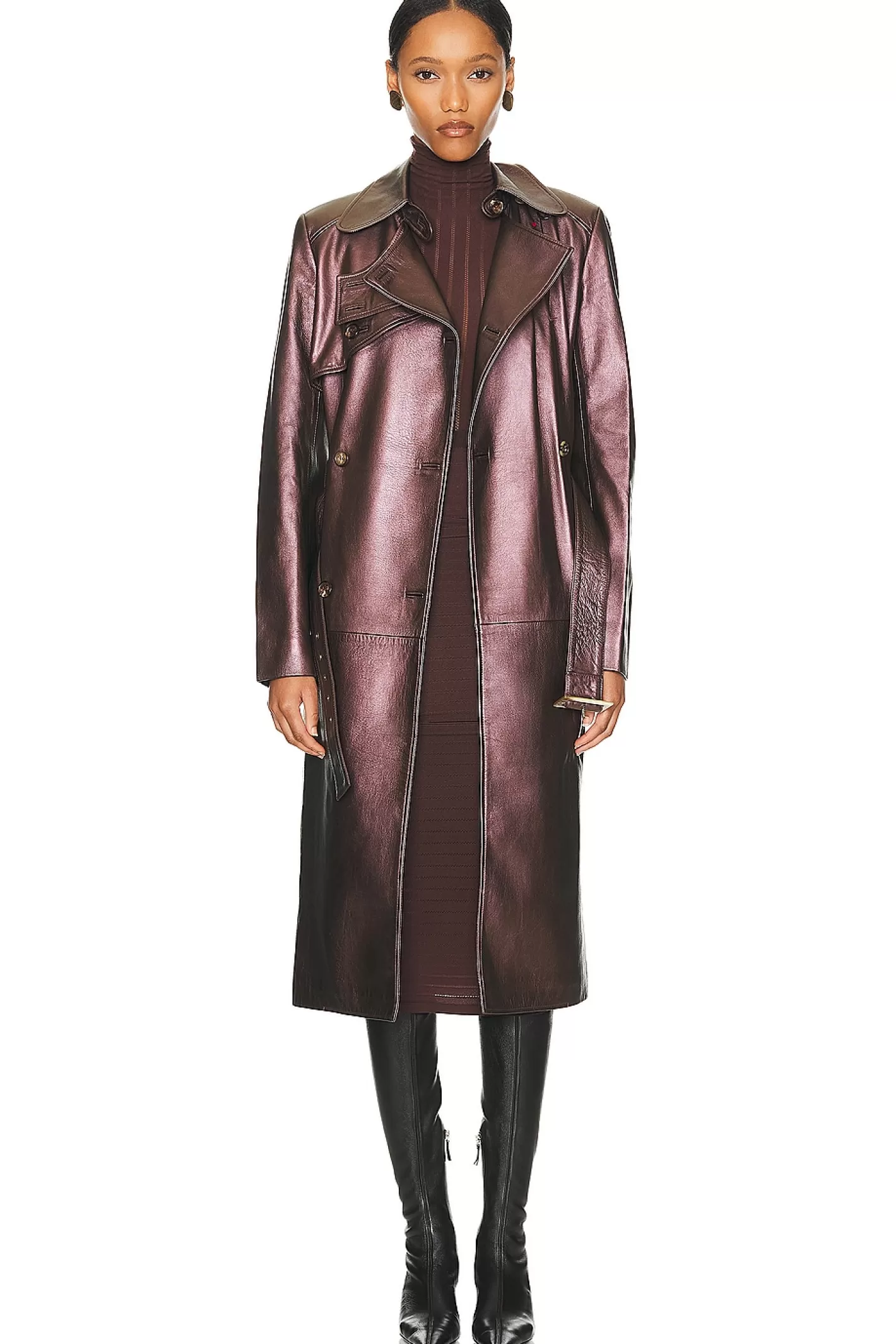 Celine Leather Trench Coat>FWRD Renew Outlet