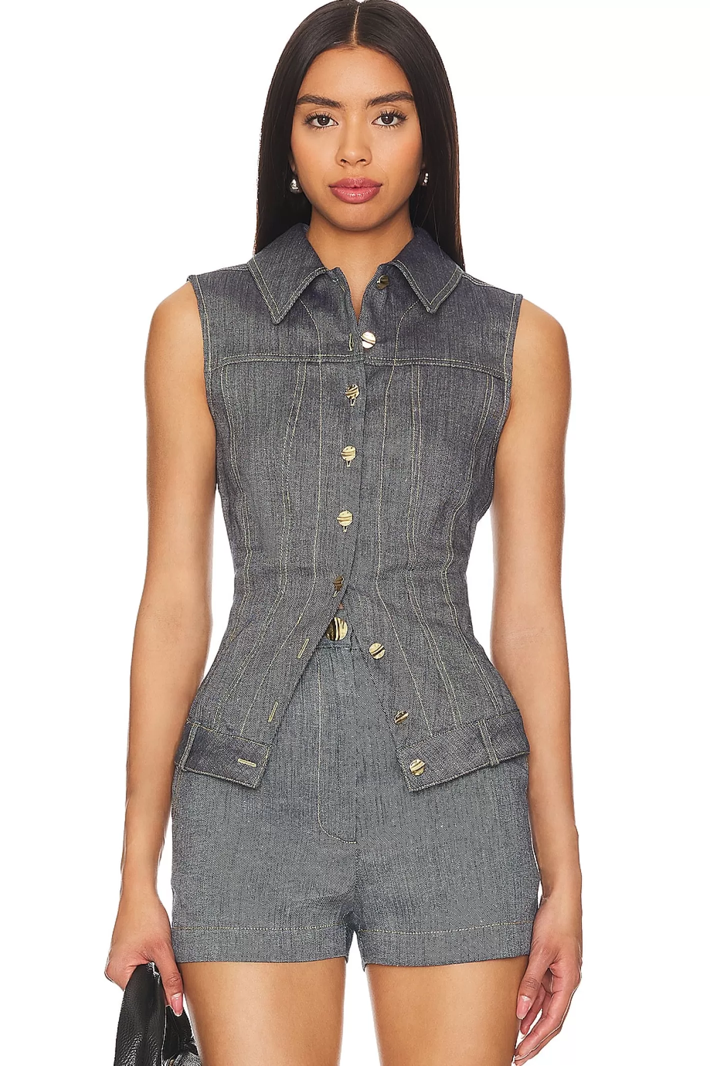 Collared Button Down Vest>MATTHEW BRUCH Flash Sale