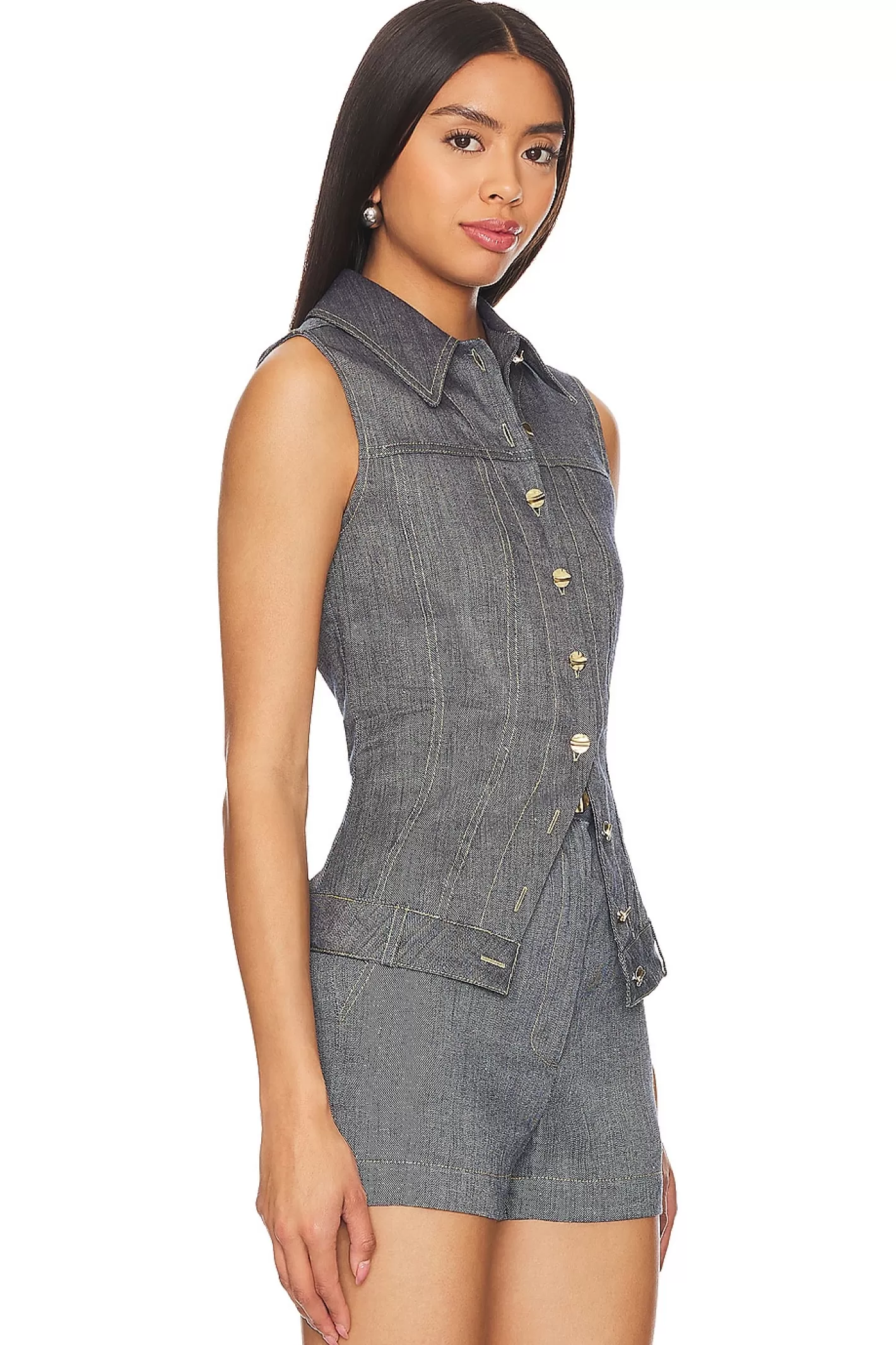 Collared Button Down Vest>MATTHEW BRUCH Flash Sale