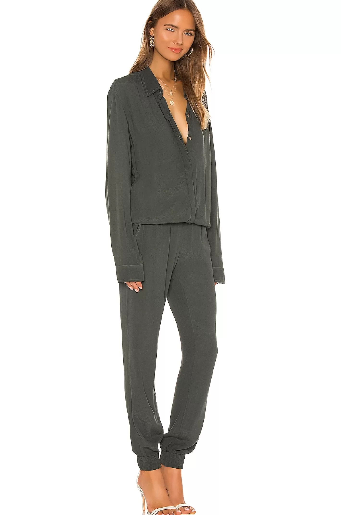 Crepe Long Sleeve Jumpsuit>MONROW Cheap