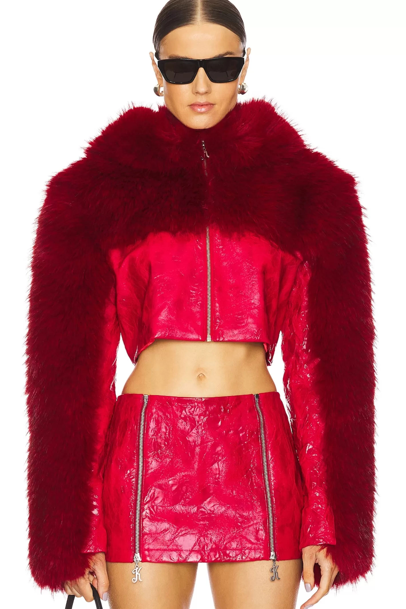 Cropped Faux Fur Hoodie Jacket>Kim Shui Best Sale