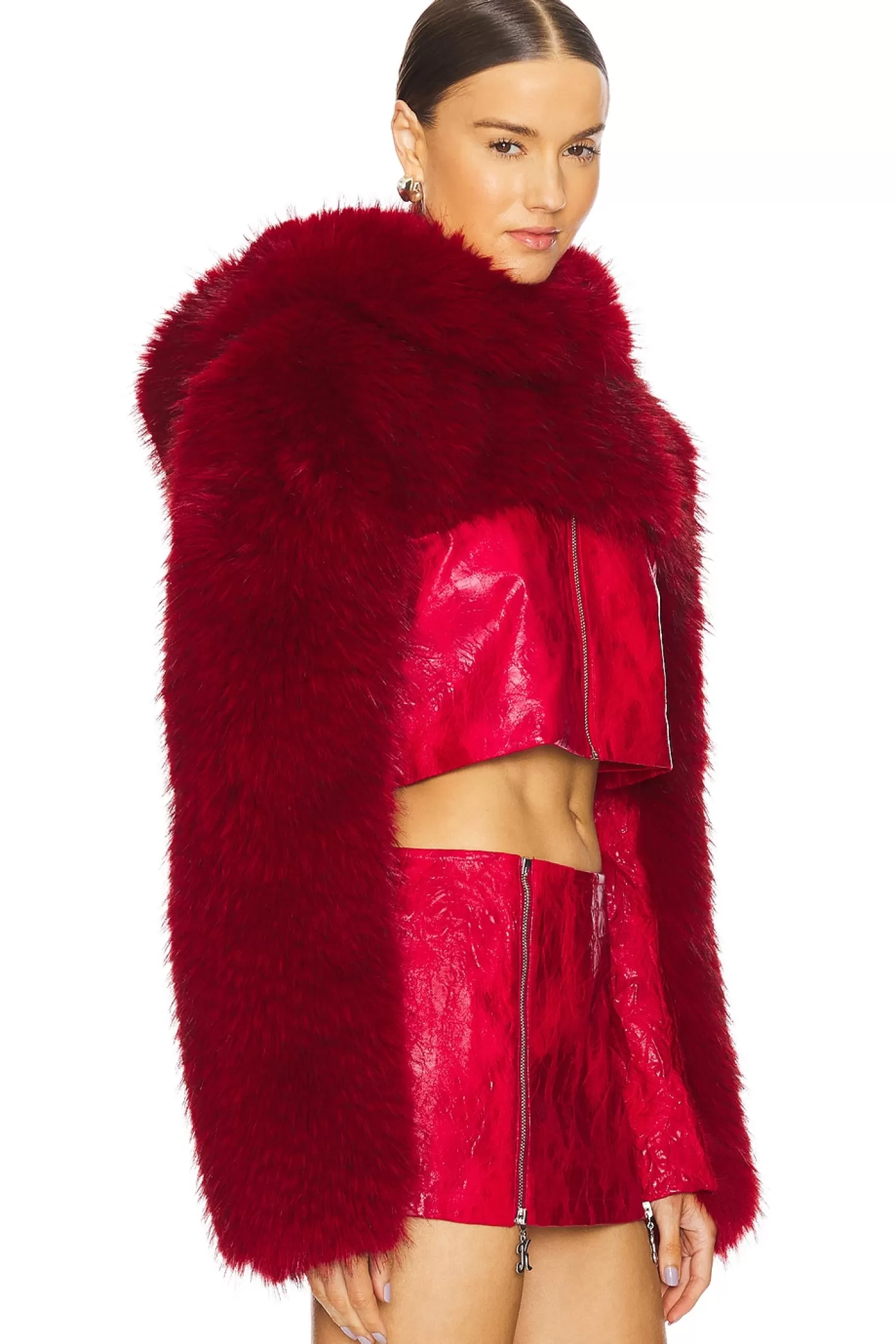 Cropped Faux Fur Hoodie Jacket>Kim Shui Best Sale