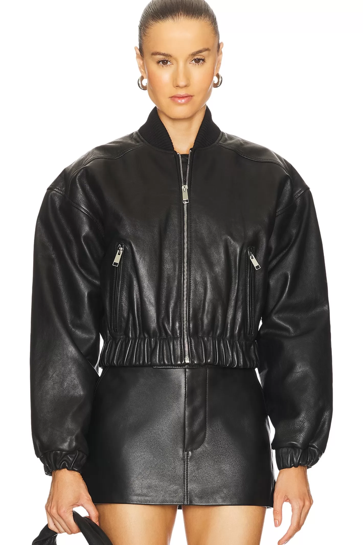 Cropped Leather Bomber Jacket>GRLFRND Online