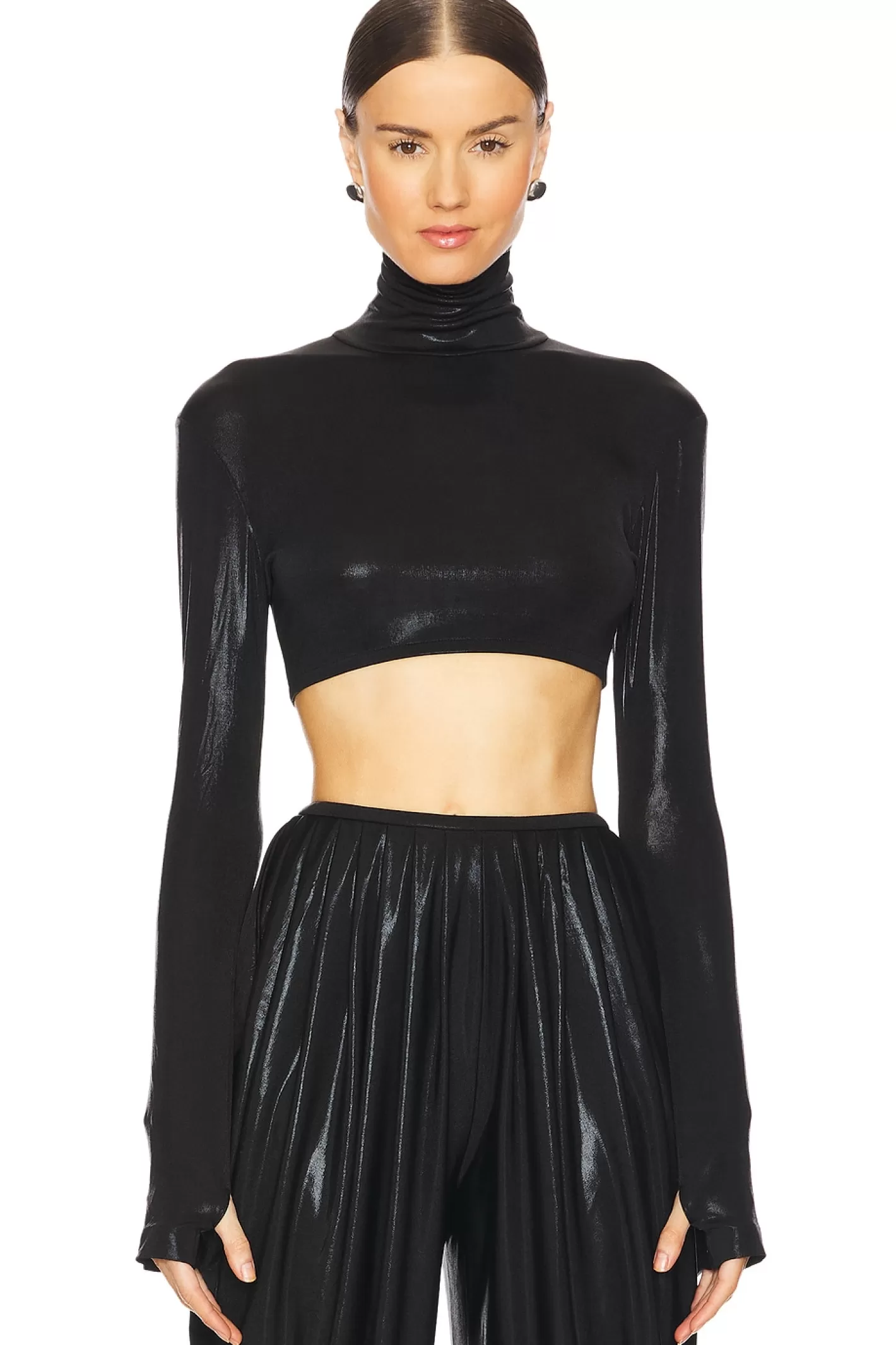 Cropped Slim Fit Long Sleeve Turtleneck Top>Norma Kamali Hot