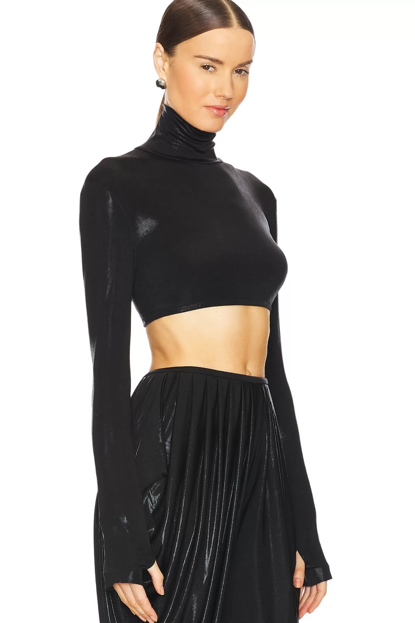 Cropped Slim Fit Long Sleeve Turtleneck Top>Norma Kamali Hot