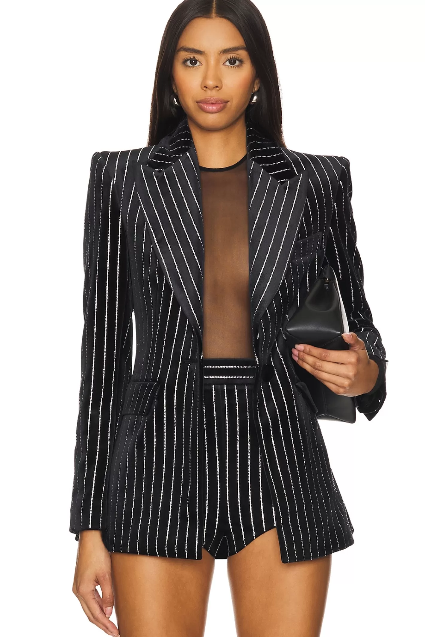 Crystal Velvet Single Breasted Fitted Blazer>Alex Perry New