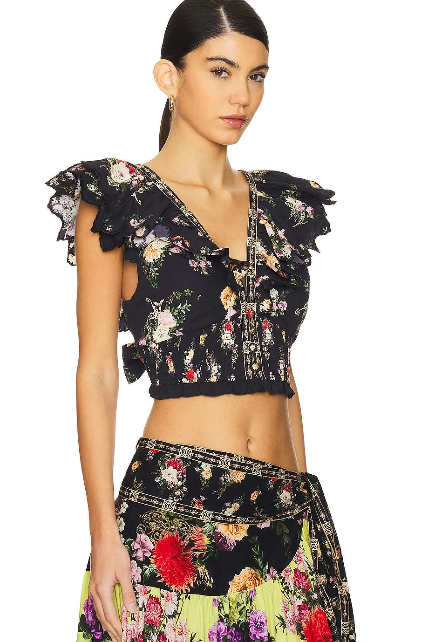 Deep V Frill Short Sleeve Top>Camilla Outlet