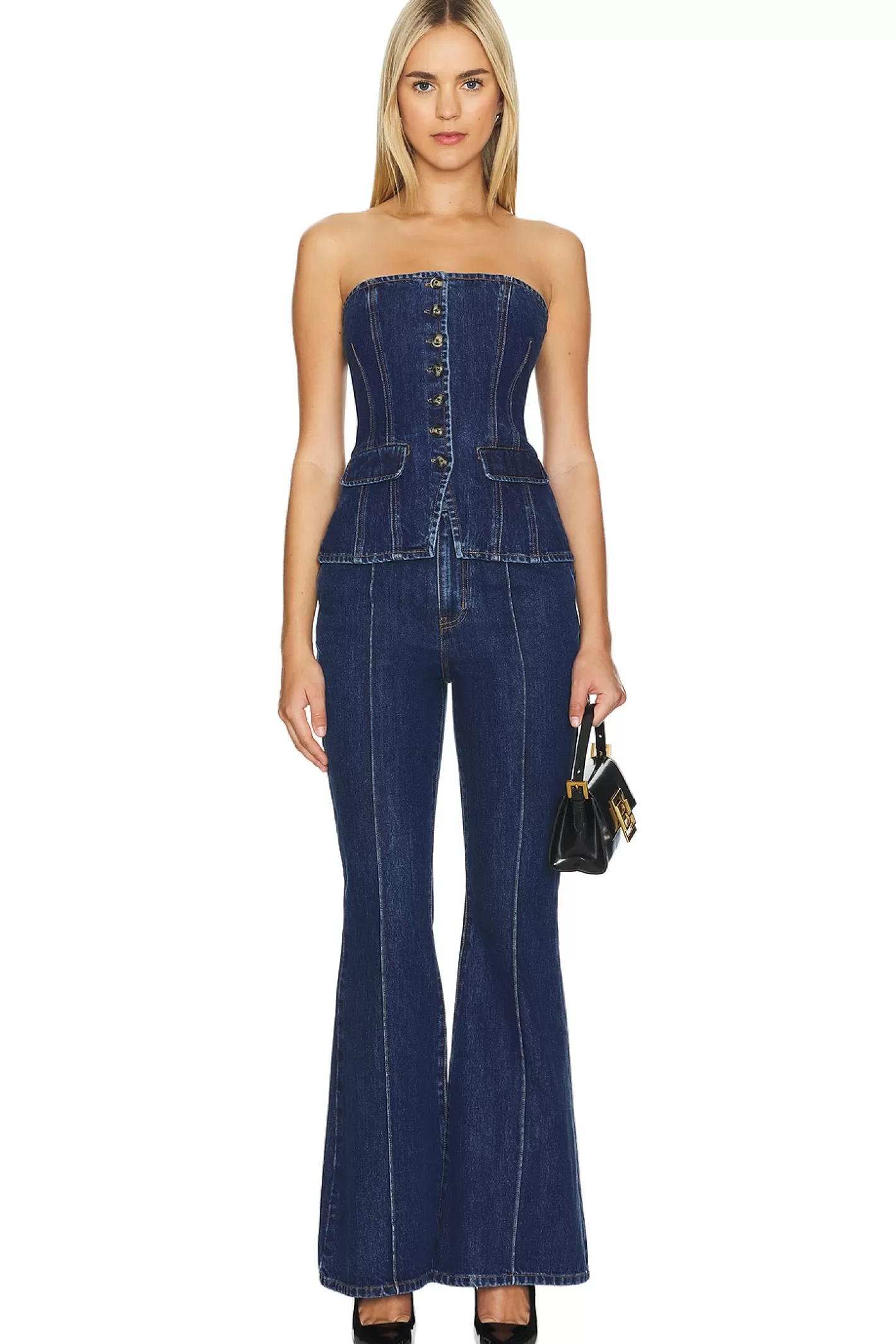 Denim Bandeau Jumpsuit>self-portrait Cheap