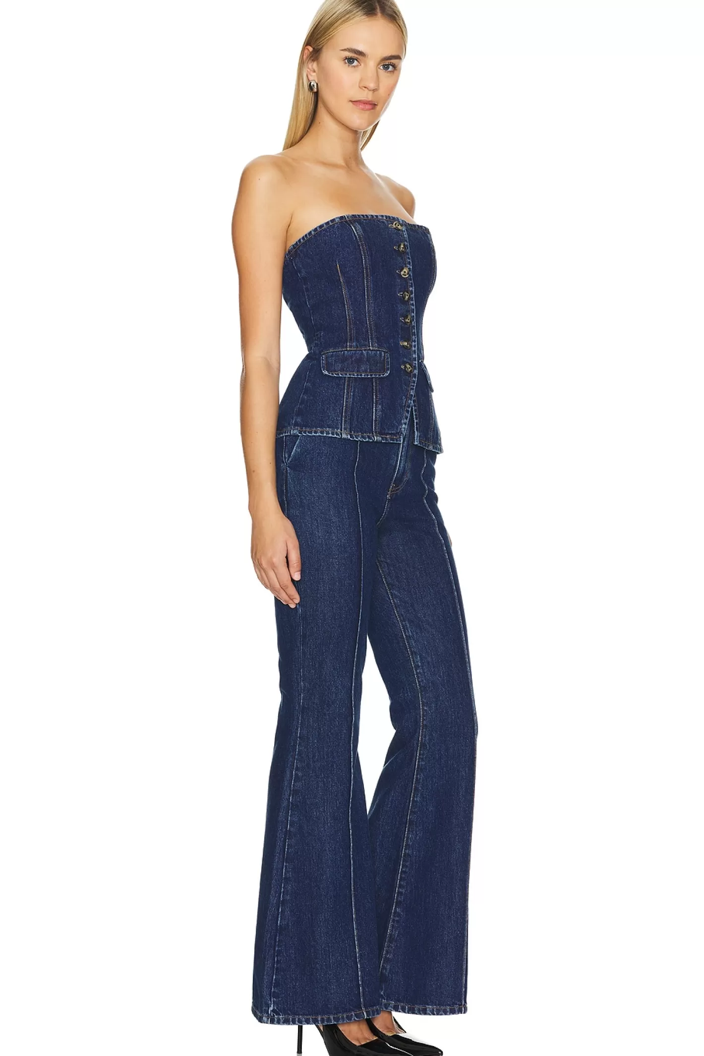 Denim Bandeau Jumpsuit>self-portrait Cheap