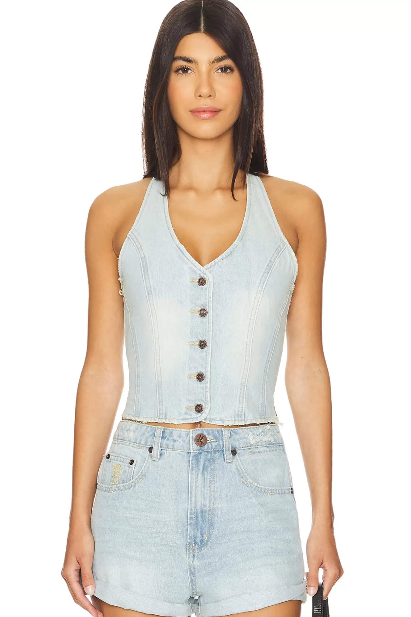 Denim Halter Top>One Teaspoon Store