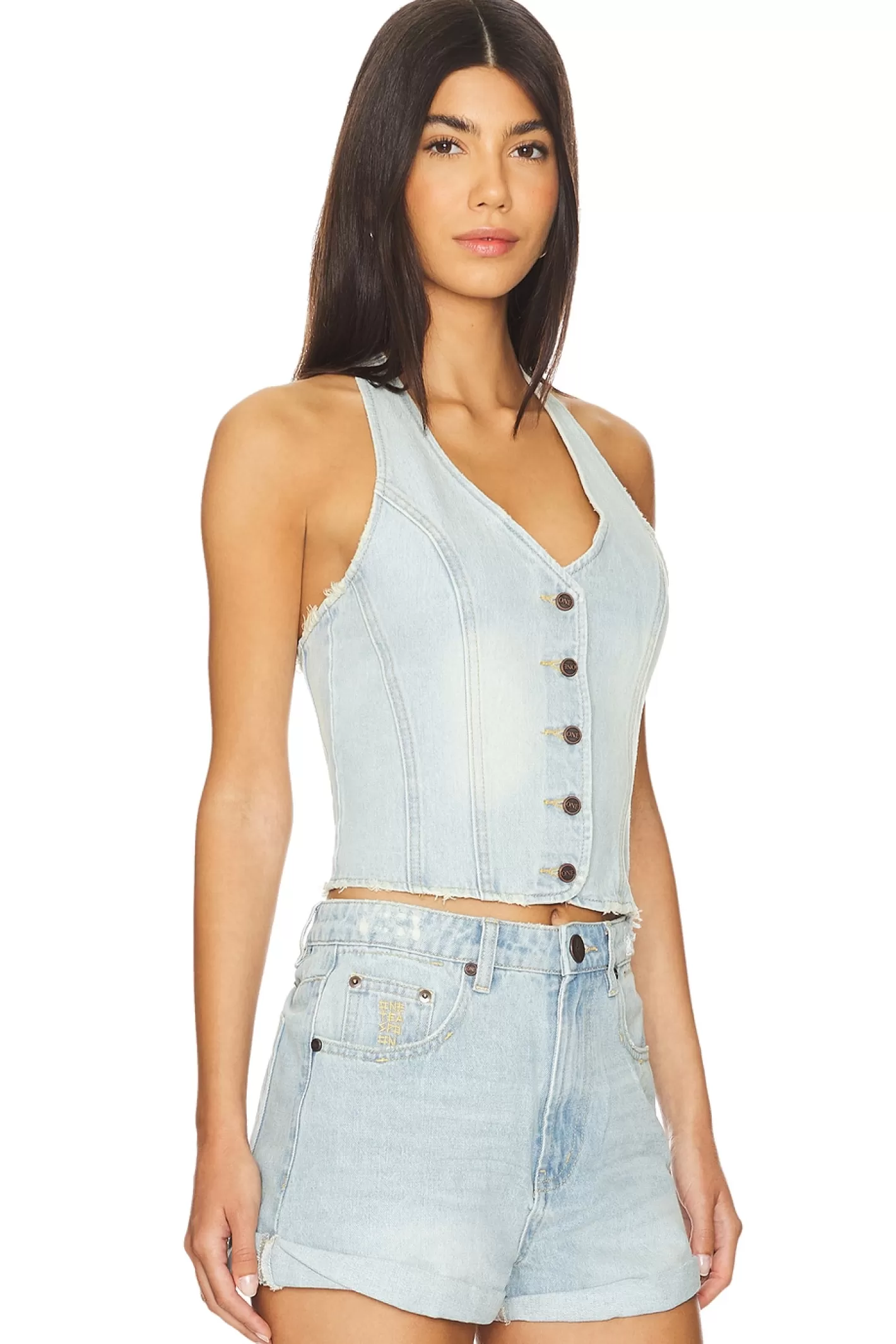 Denim Halter Top>One Teaspoon Store