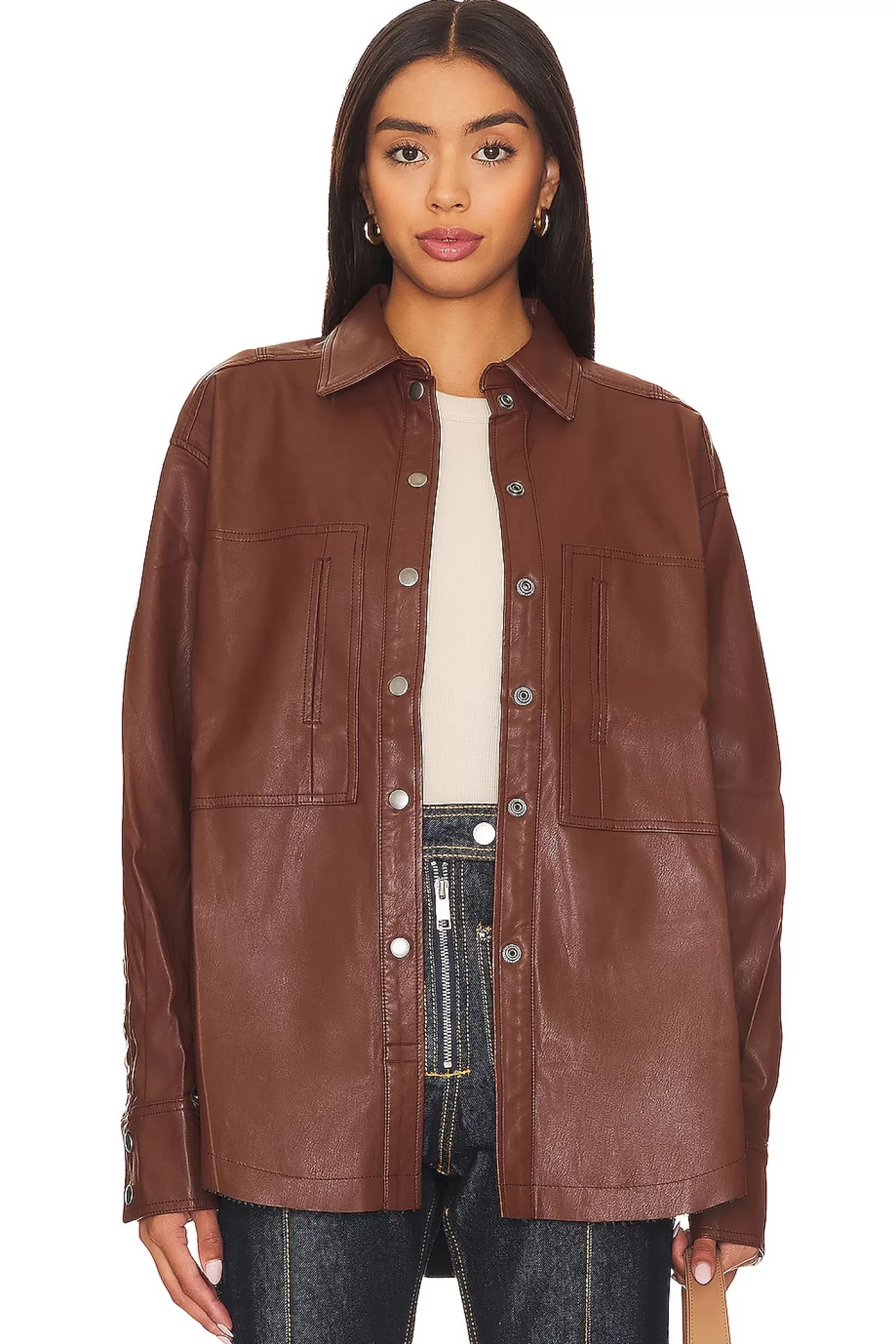 Easy Rider Faux Leather Shacket>Free People Outlet