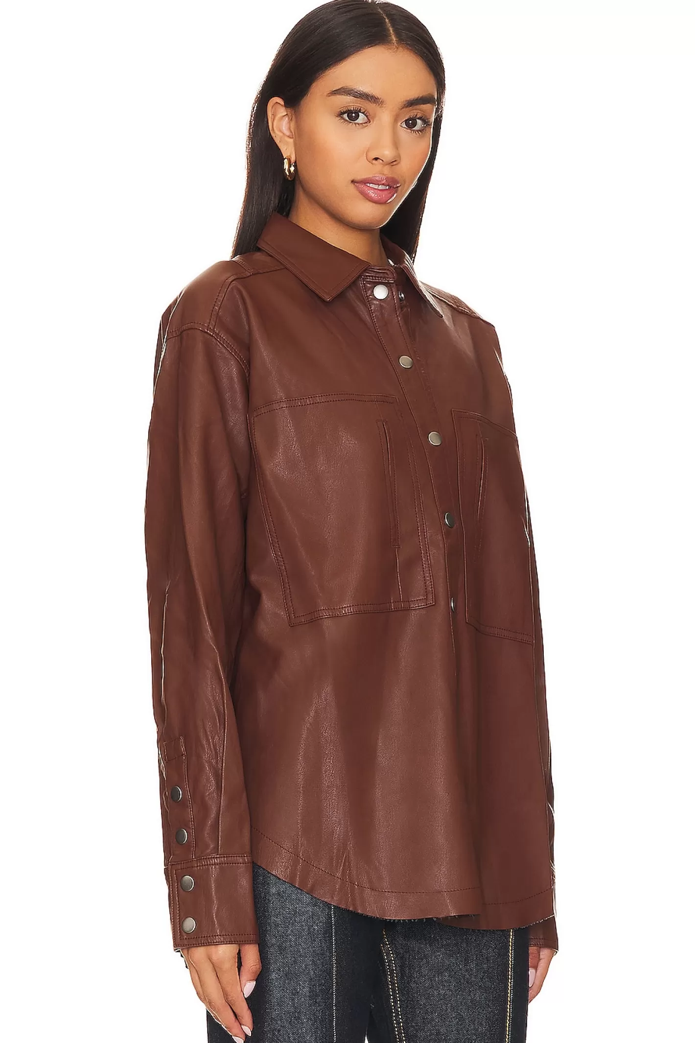 Easy Rider Faux Leather Shacket>Free People Outlet