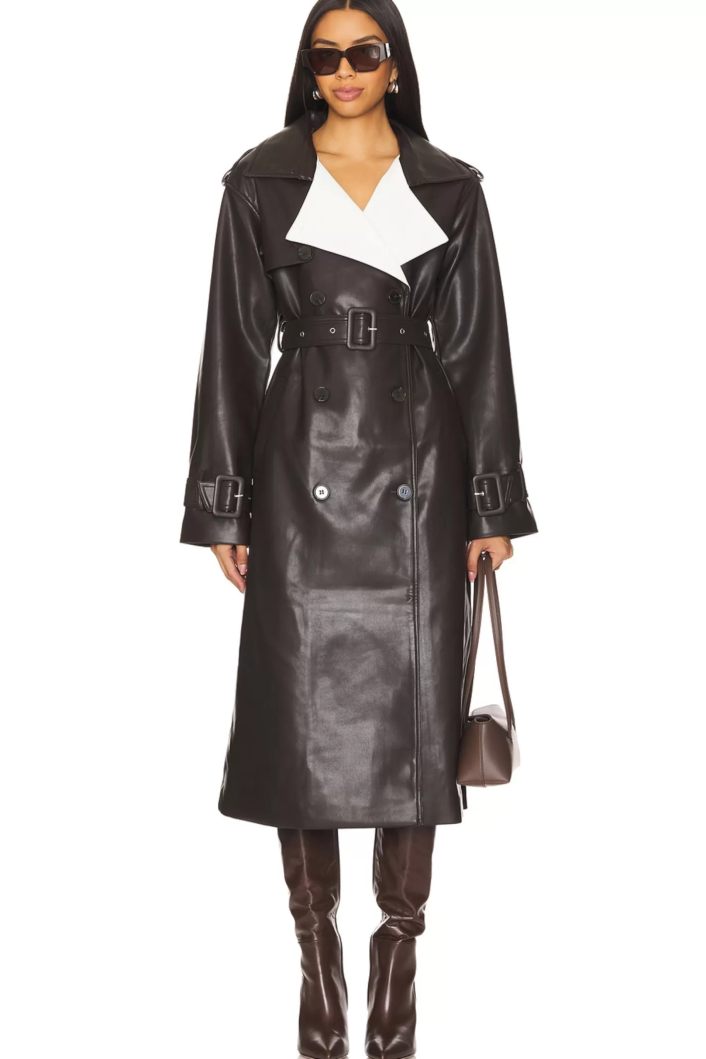 Estelle Vegan Leather Trench Coat>SER.O.YA New