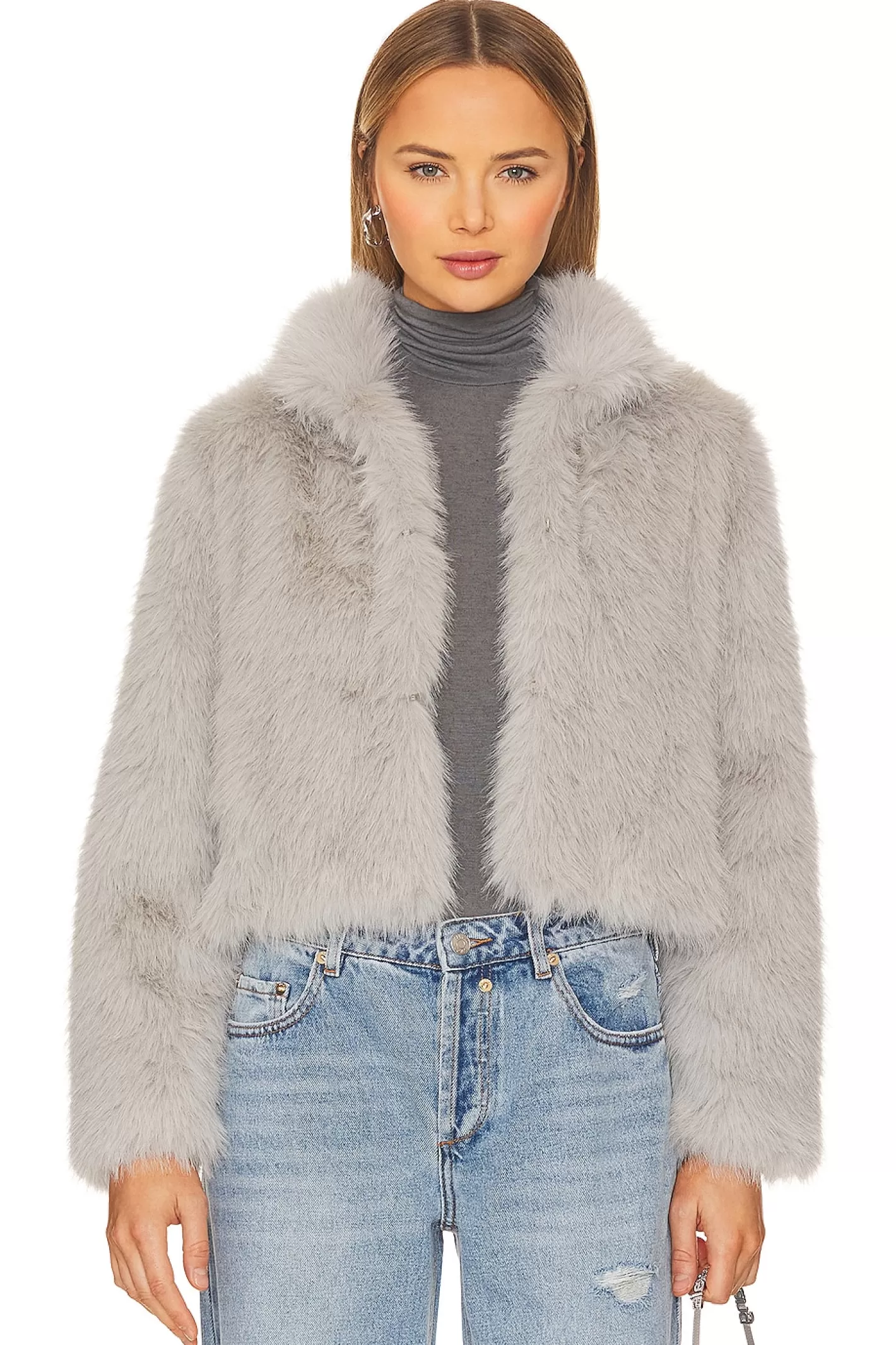 Faux Fox Fur Jacket>Adrienne Landau Store