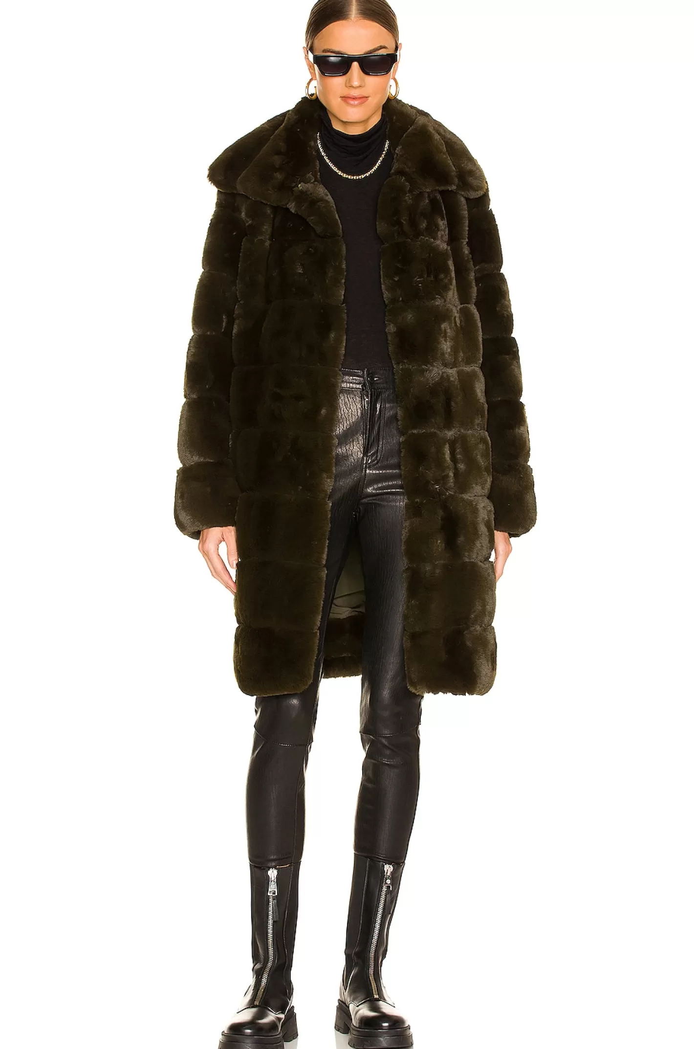 Faux Fur Long Coat>Adrienne Landau Online