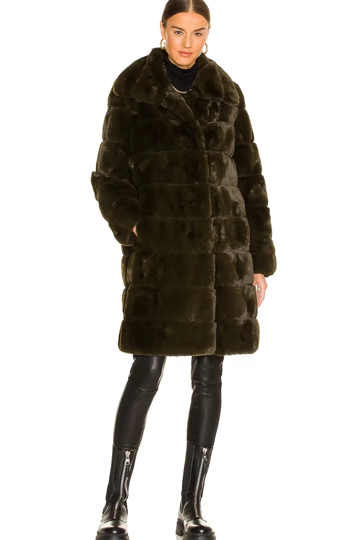 Faux Fur Long Coat>Adrienne Landau Online