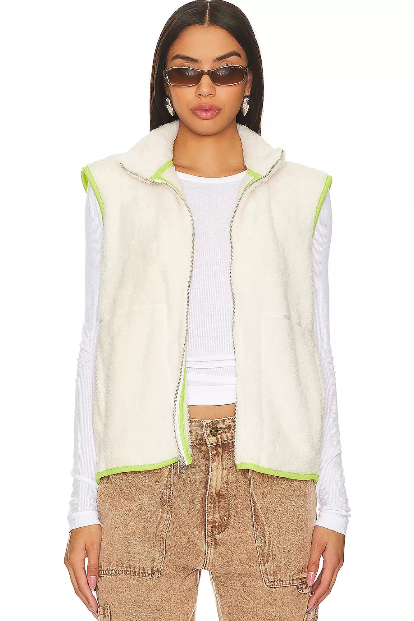 Faux Fur Zipper Vest>SUNDRY Discount