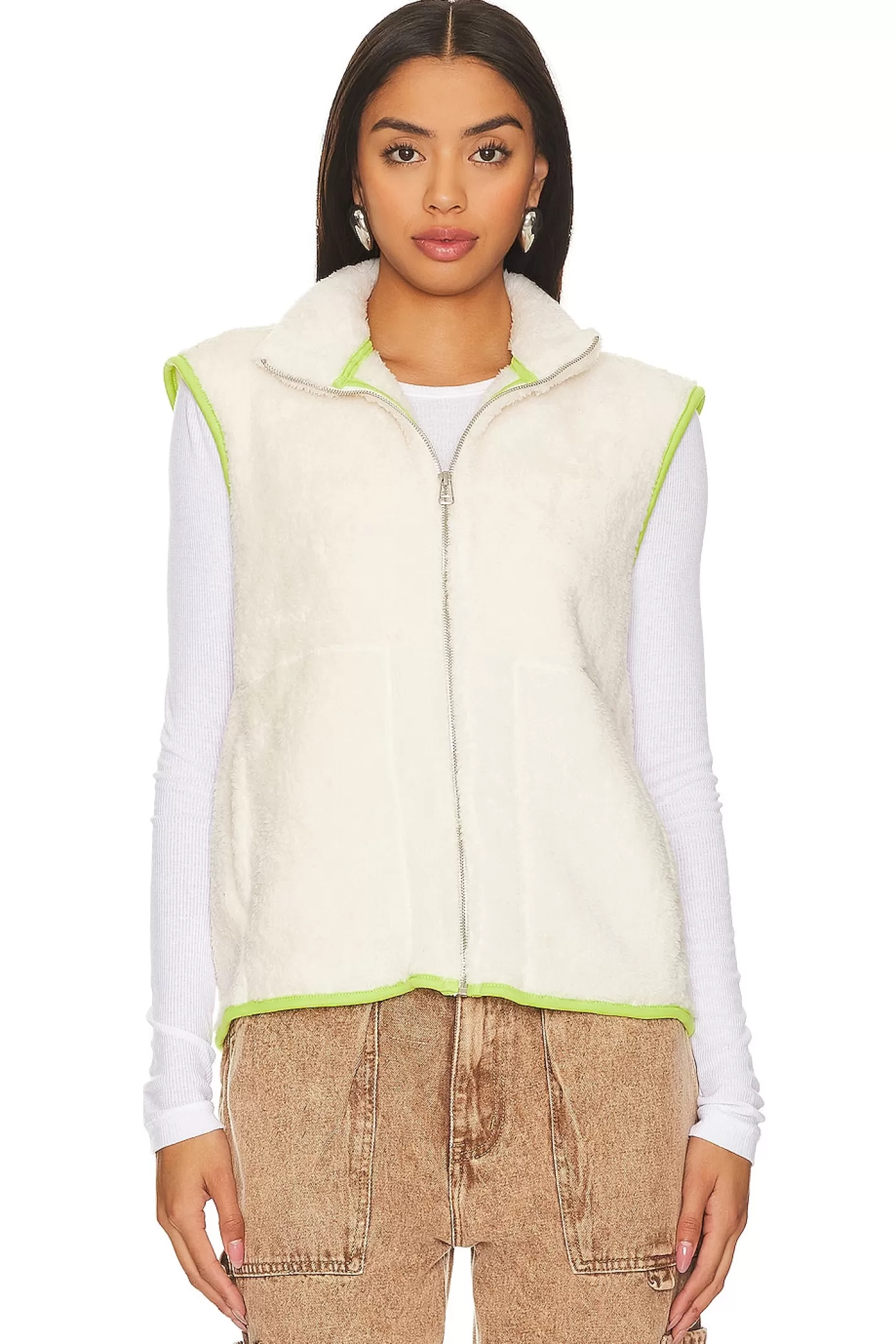 Faux Fur Zipper Vest>SUNDRY Discount