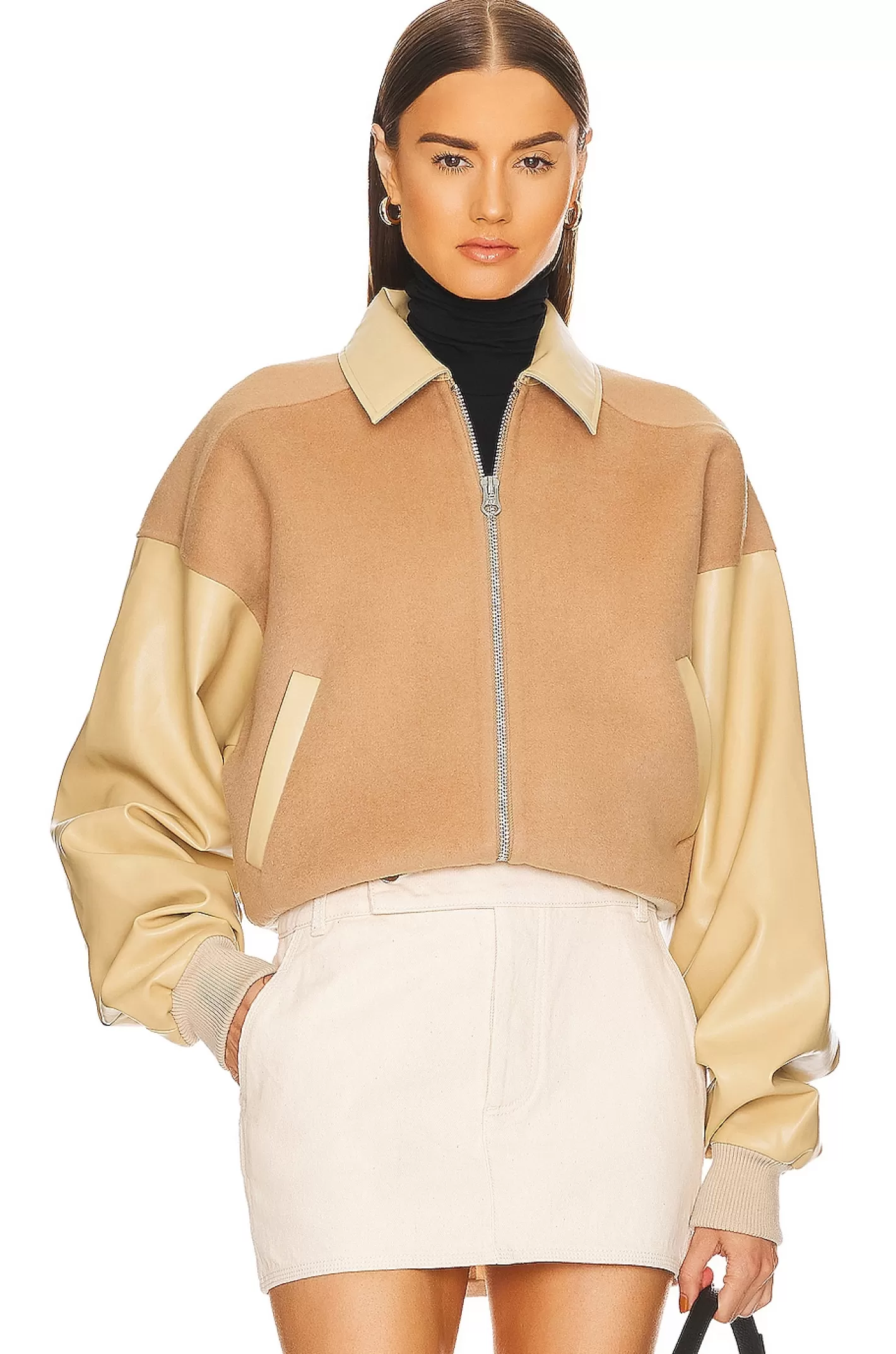 Faux Leather & Wool Blend Bomber>Helsa Best Sale