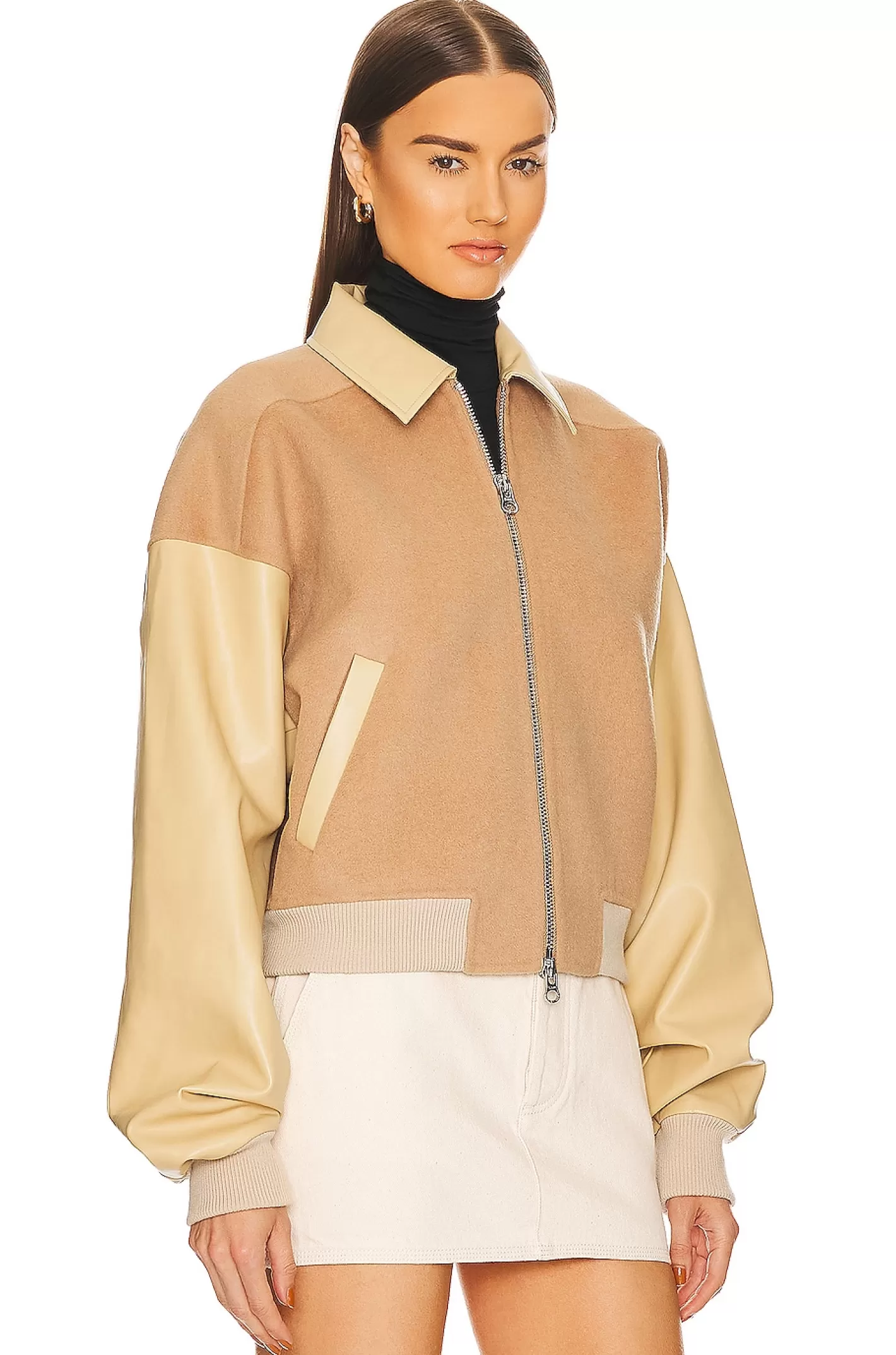 Faux Leather & Wool Blend Bomber>Helsa Best Sale