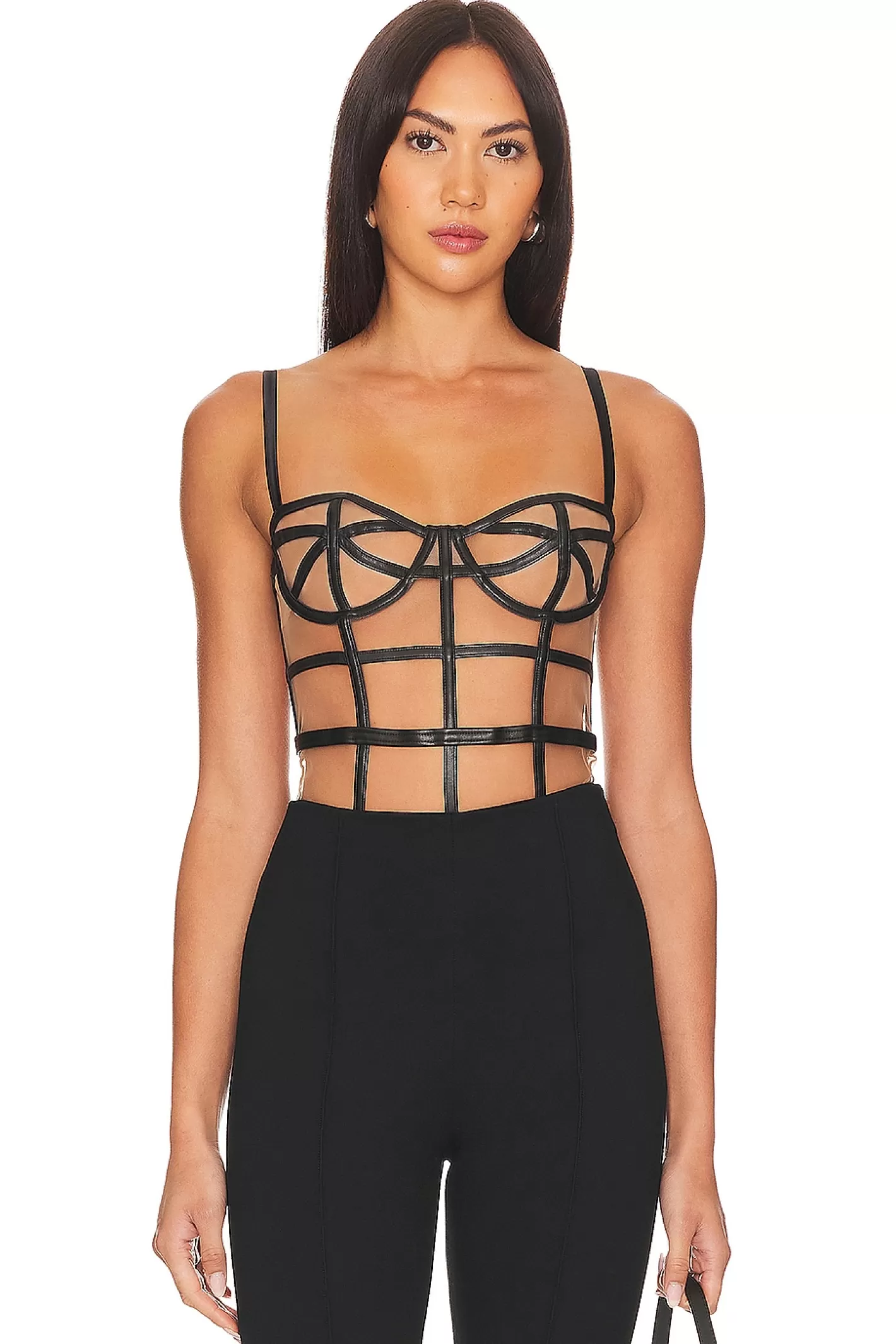 Faux Leather Caged Bodysuit>fleur du mal Fashion