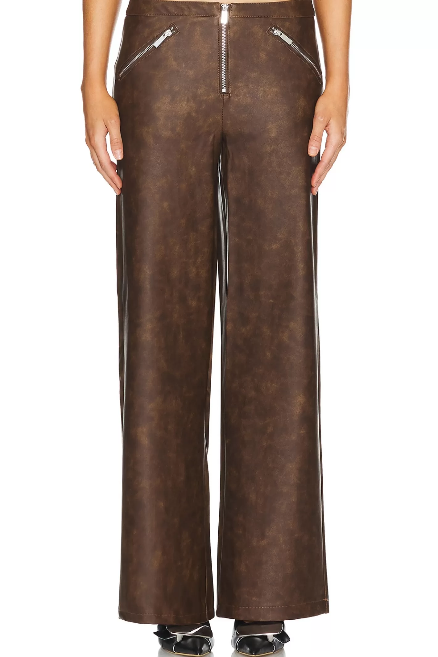 Faux Leather Zipper Fly Pant>WeWoreWhat Cheap