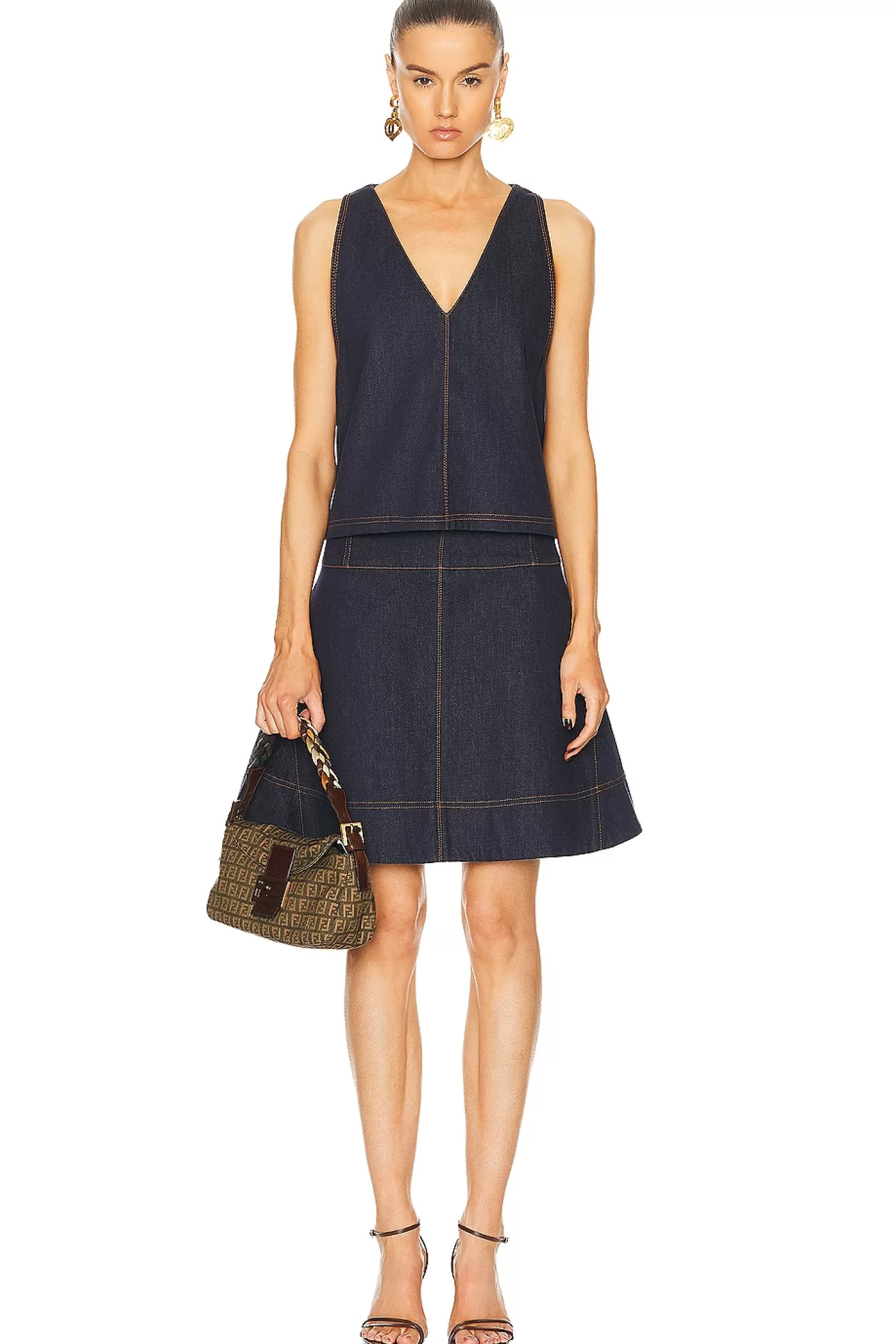 Fendi Denim Dress & Vest Set>FWRD Renew Flash Sale