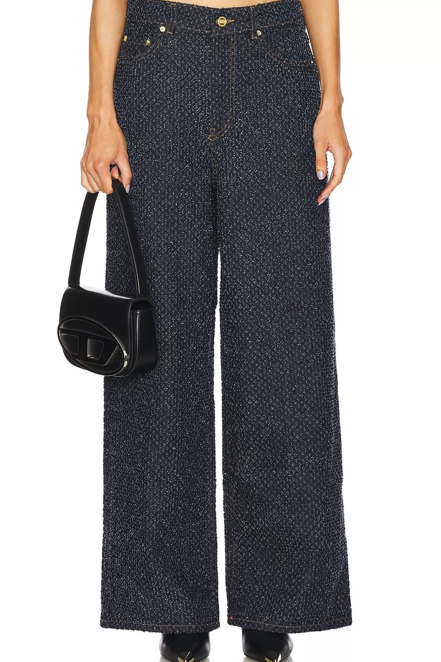 Fluffy Denim Wide Jeans>Ganni Best Sale