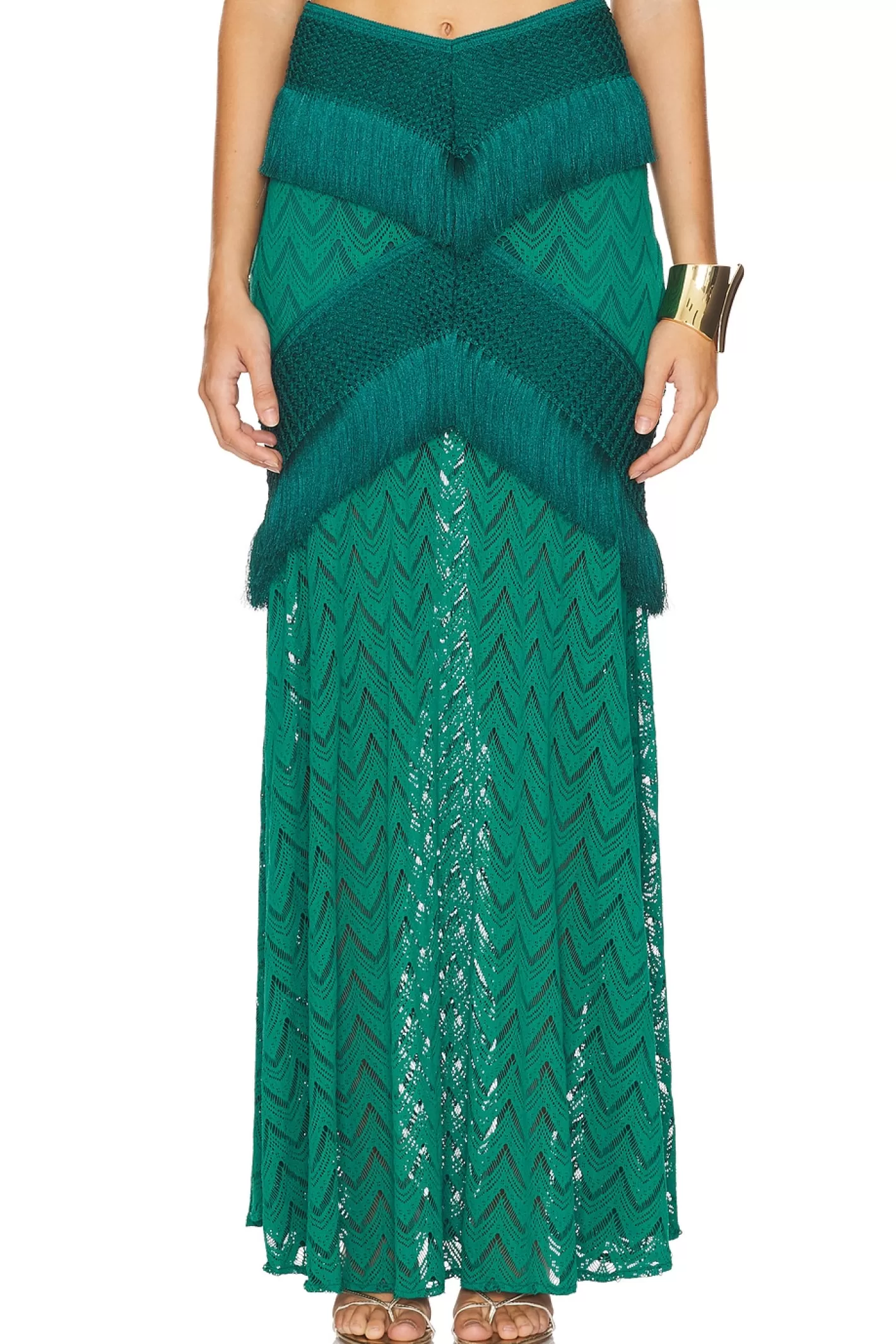 Fringe Trim Maxi Skirt>PatBO Hot