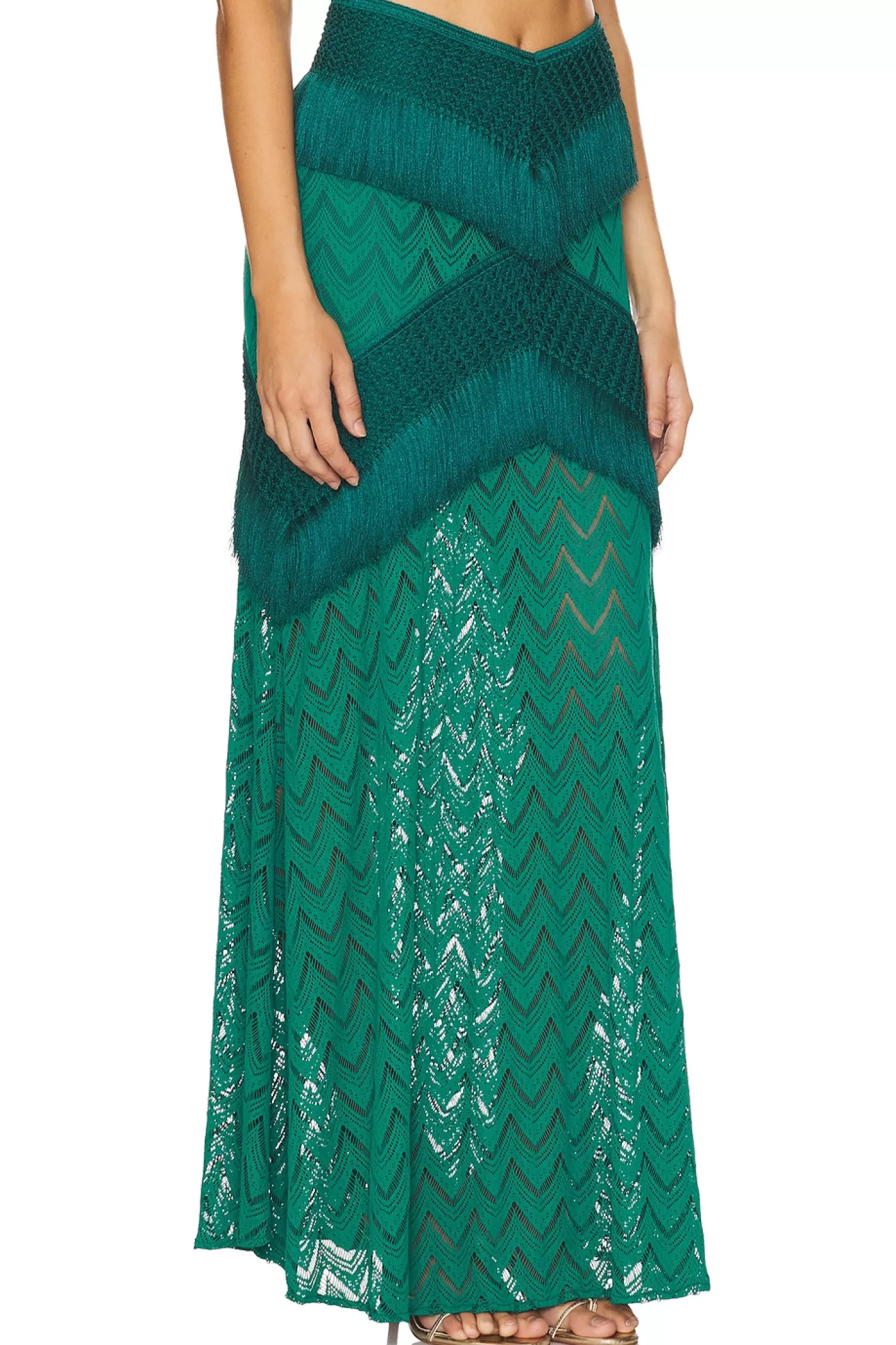 Fringe Trim Maxi Skirt>PatBO Hot