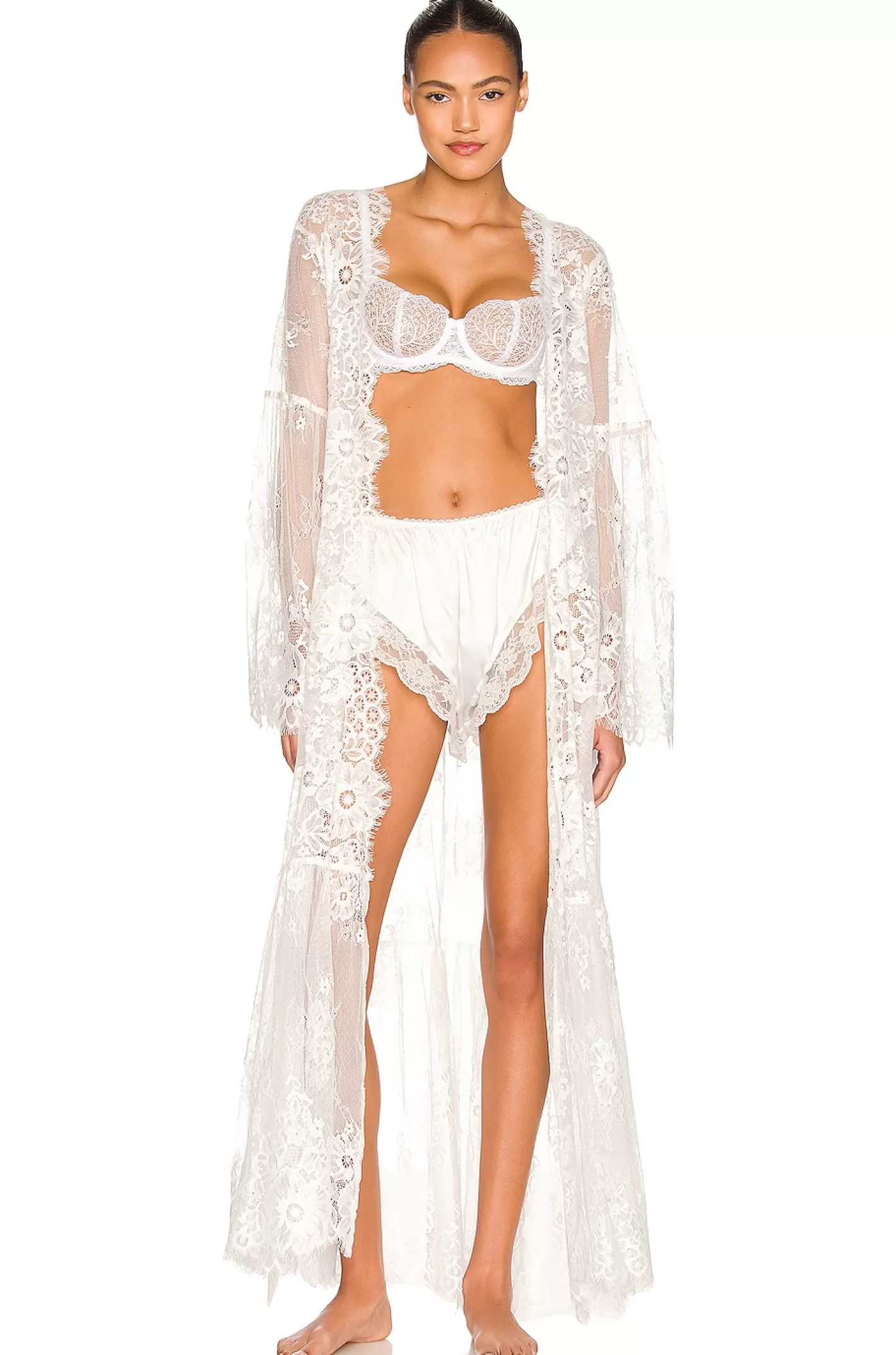 Georgina Long Lace Robe>homebodii Outlet