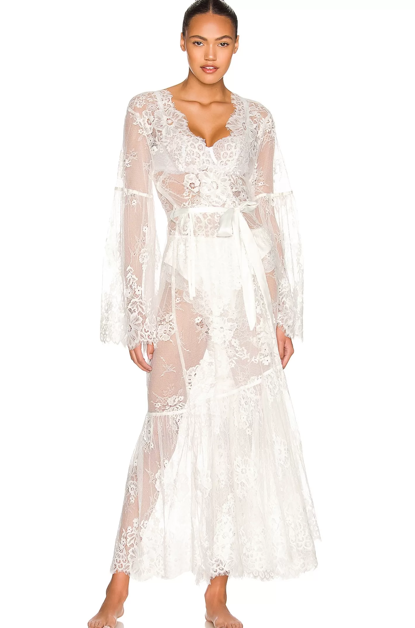 Georgina Long Lace Robe>homebodii Outlet