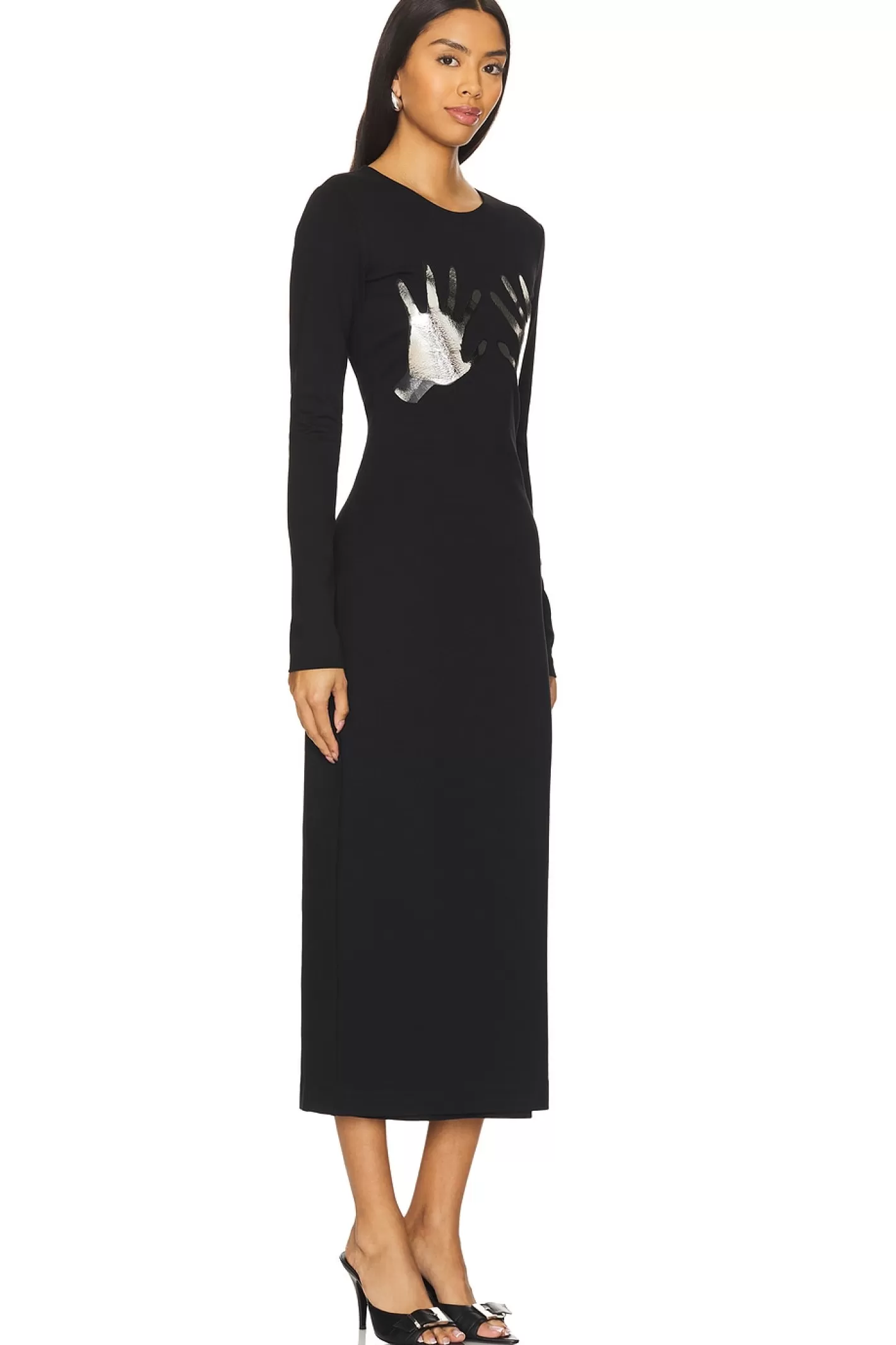 Handprint Long Sleeve Midi Dress>AREA Online