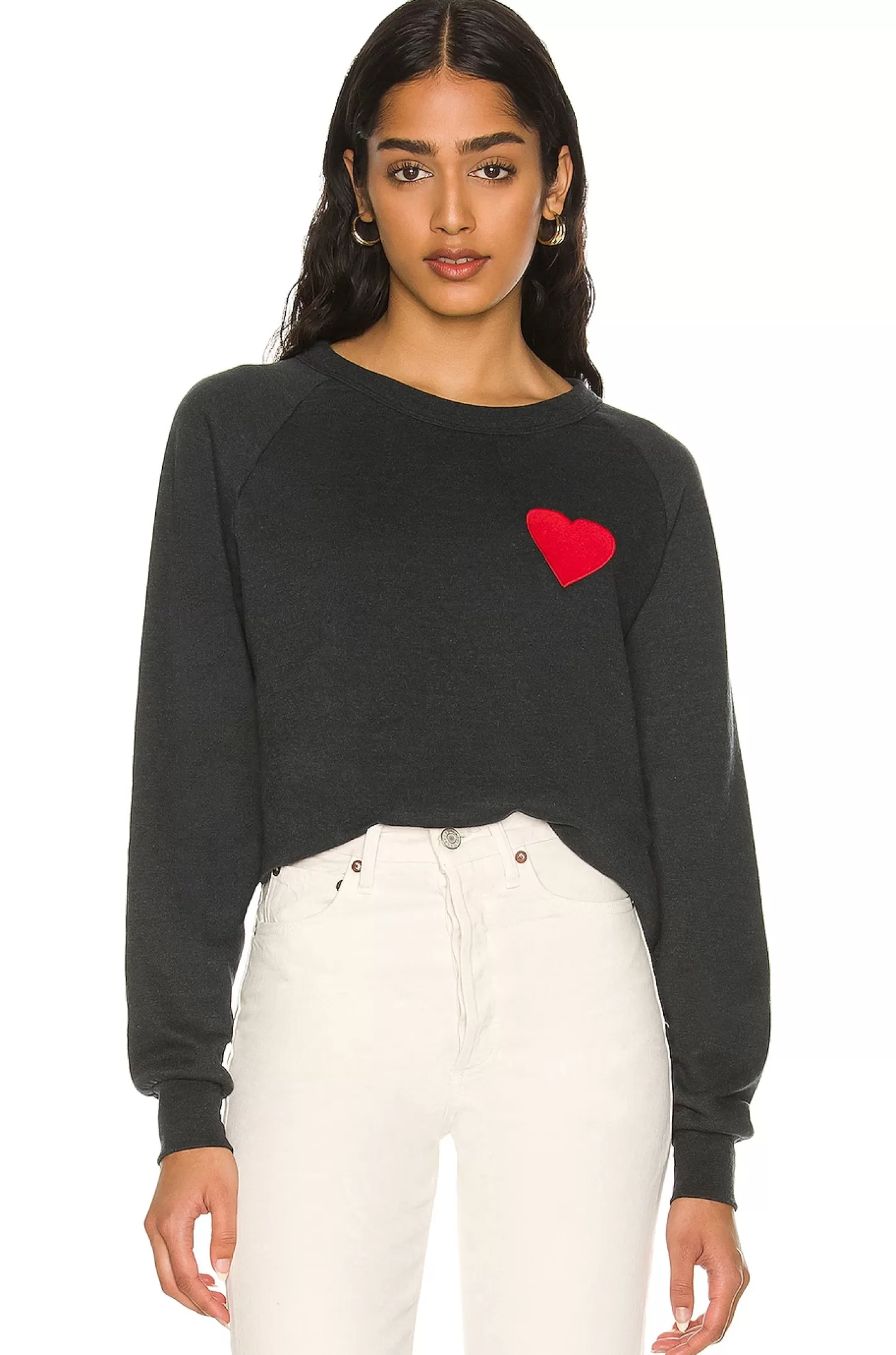 Heart Embroidery Crew Sweatshirt>Aviator Nation Shop