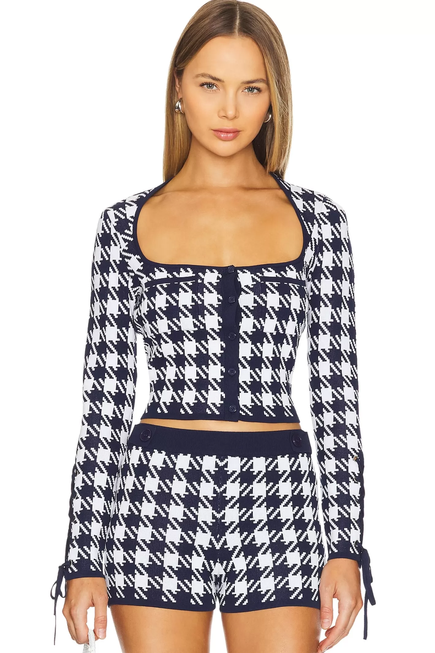 Houndstooth Cropped Cardigan>fleur du mal Shop