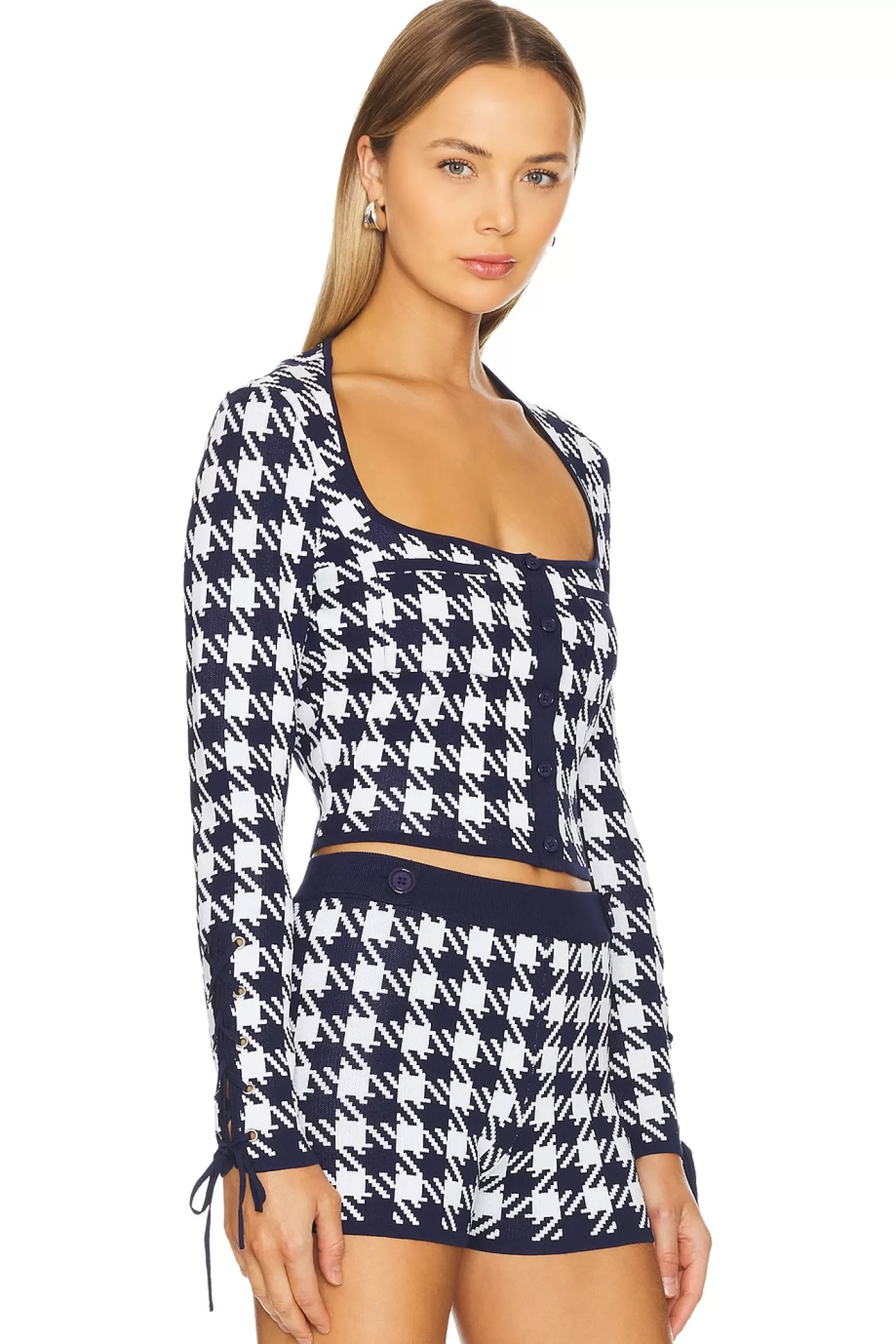 Houndstooth Cropped Cardigan>fleur du mal Shop